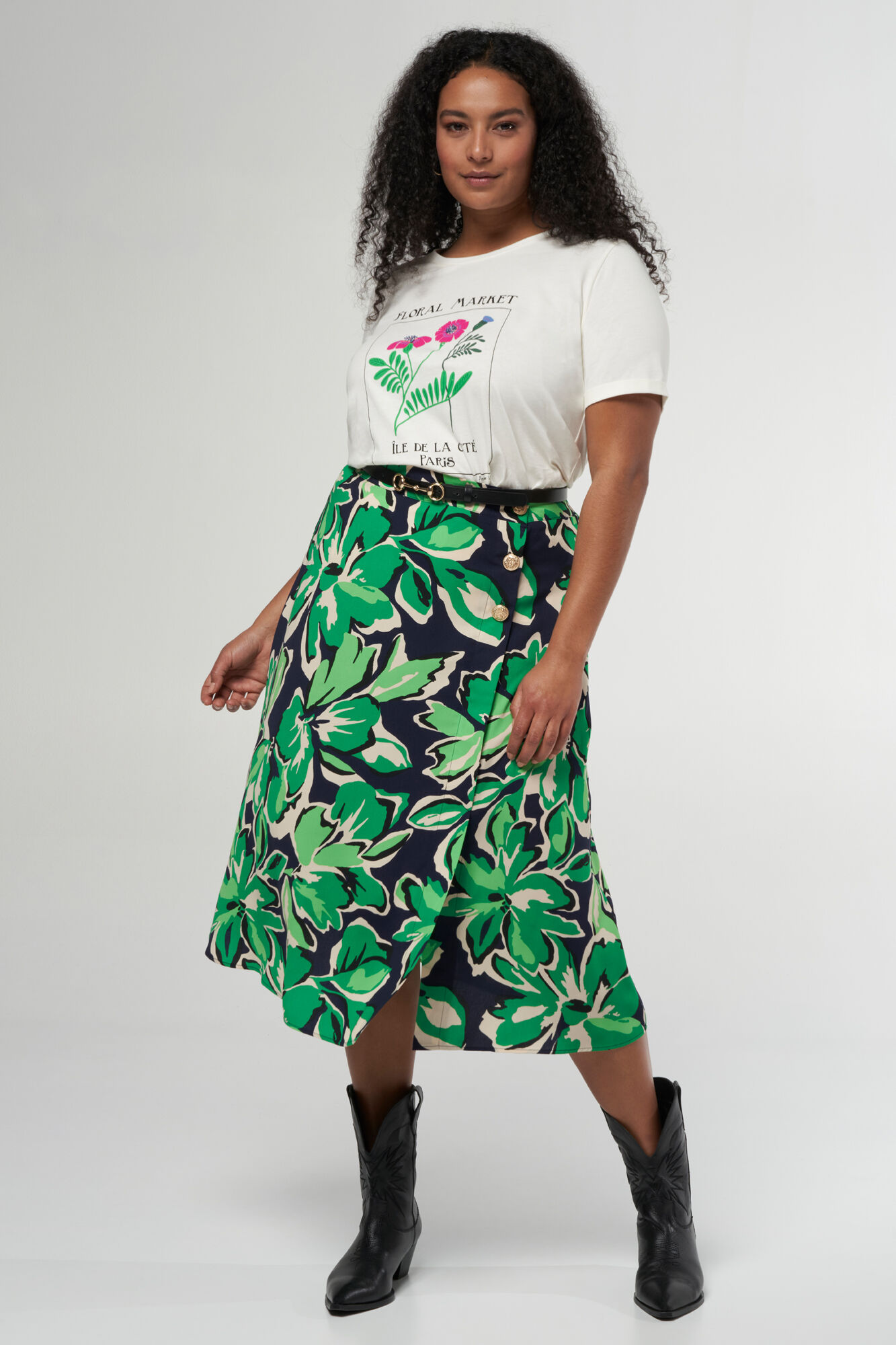 Femmes Jupe avec imprim et boutons dor s Multi Green MS Mode