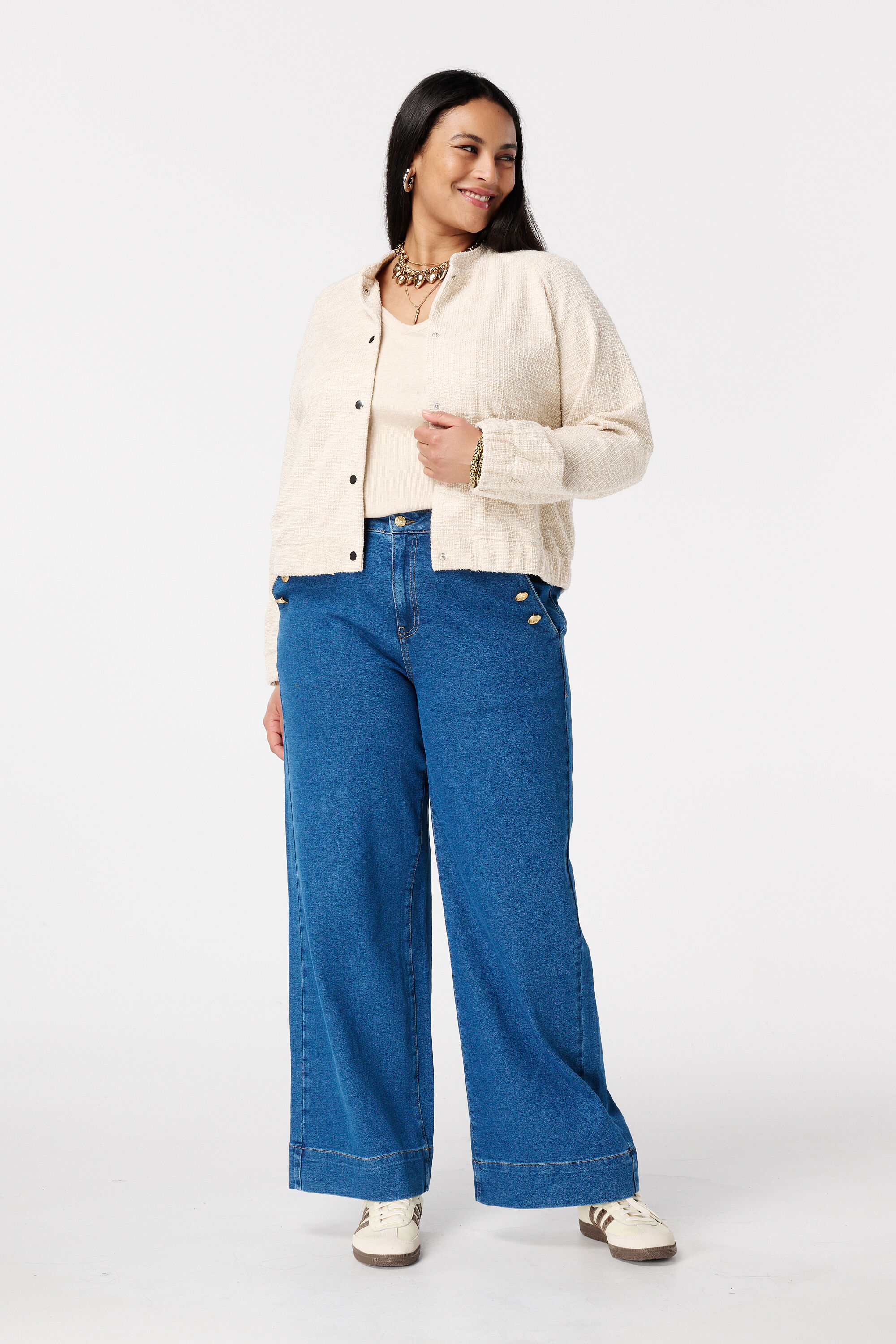 Ribstof top met v-hals image number 5