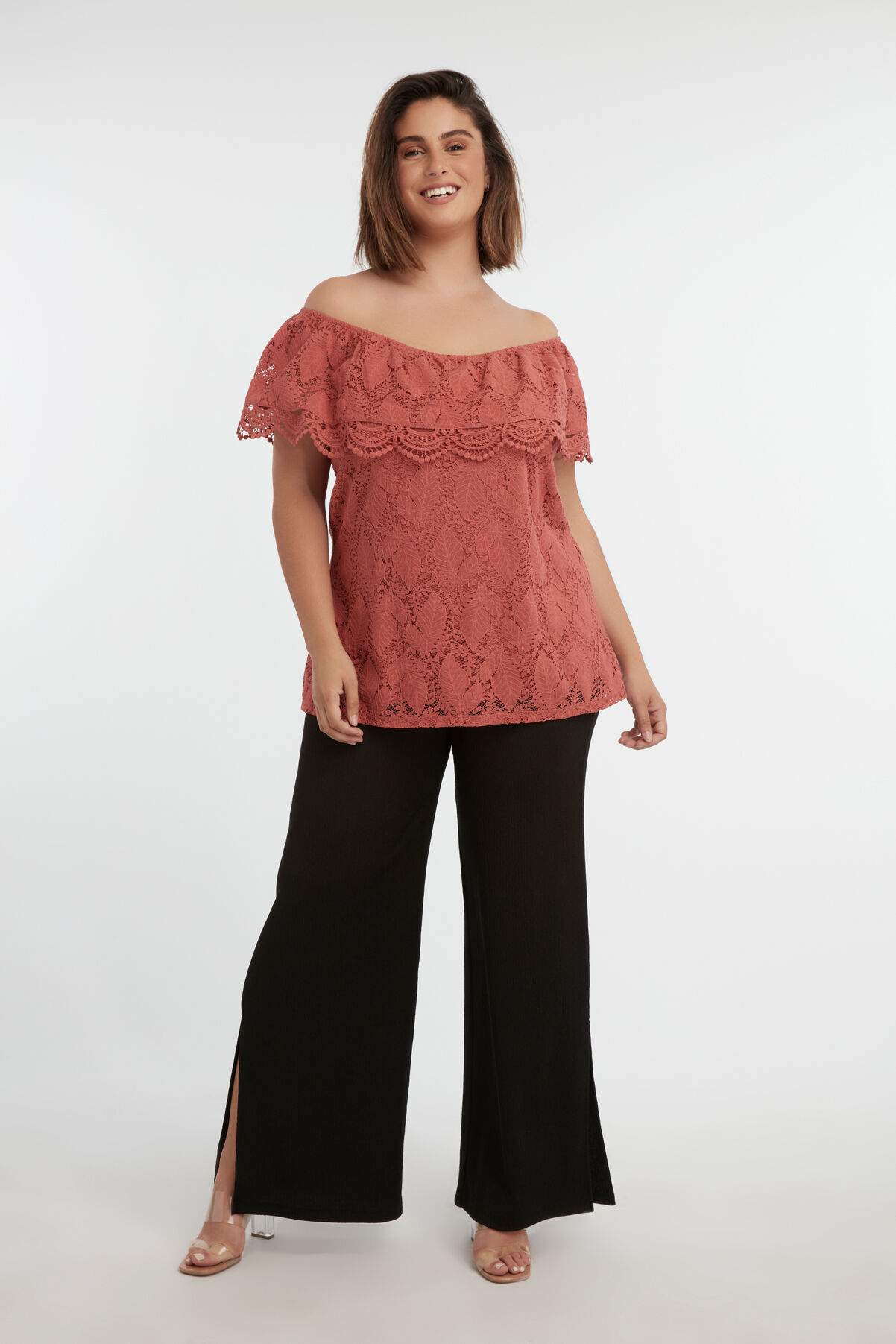 Off-shoulder top met kant image number 5