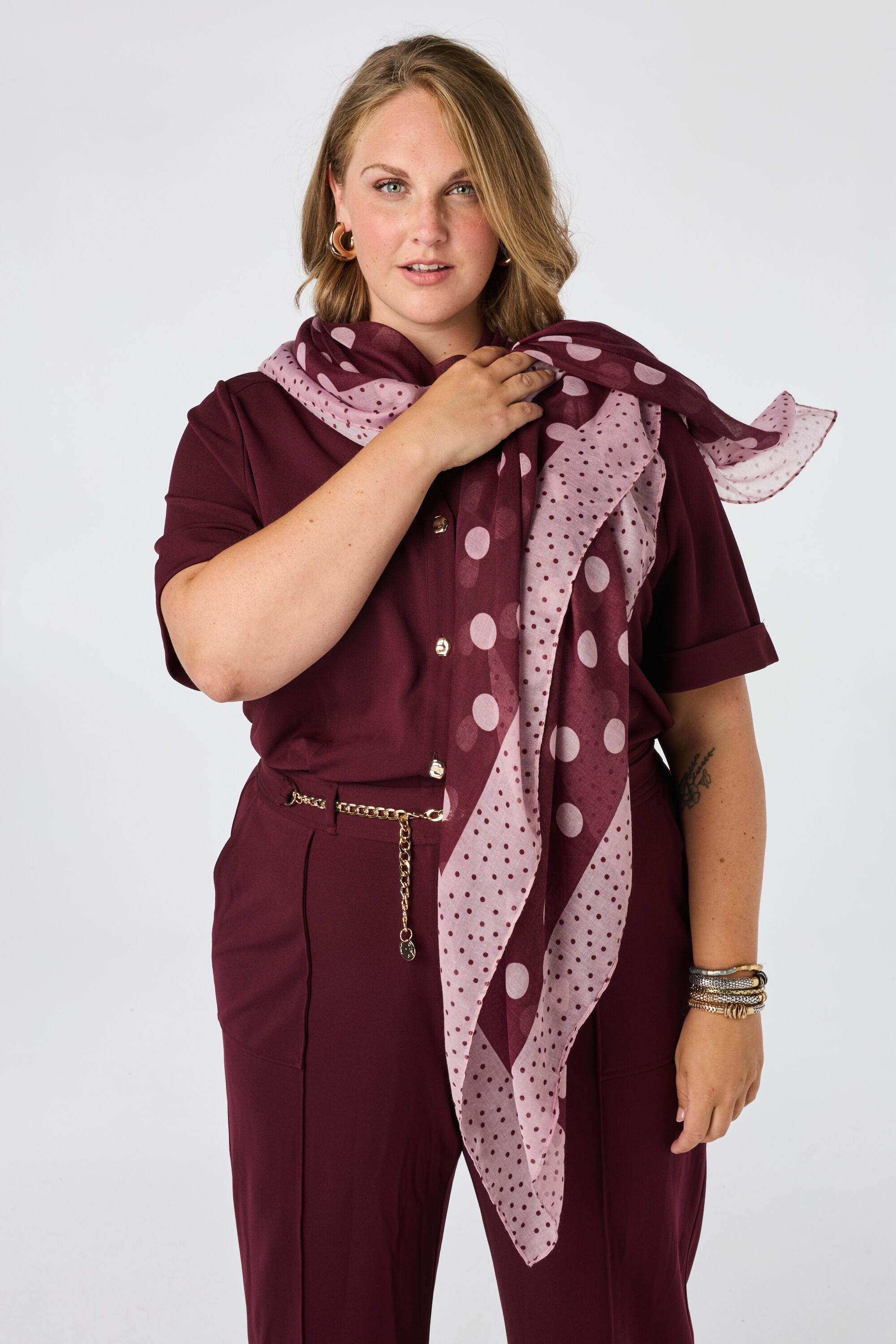 Sjaal met polka dot print image number 0