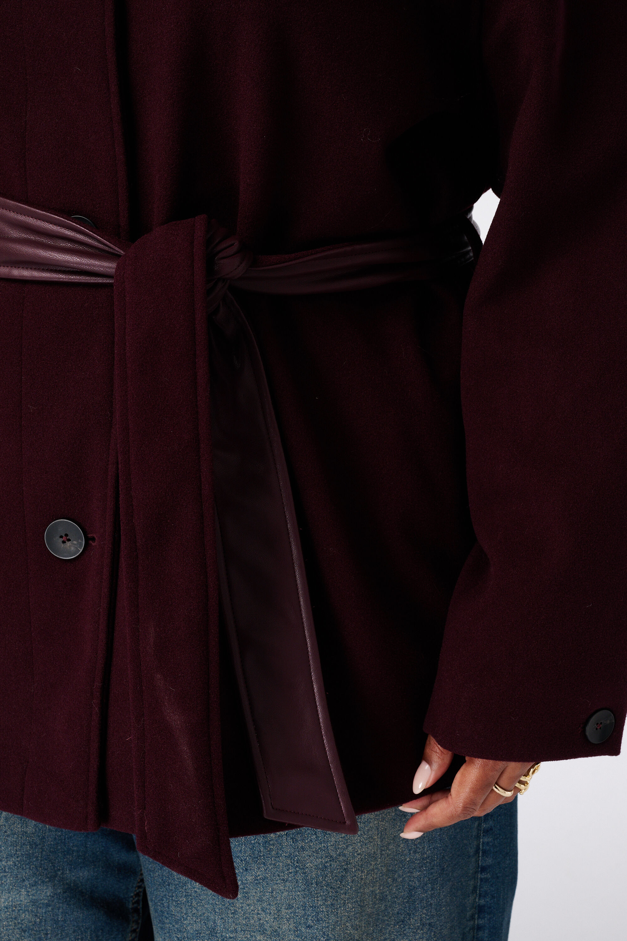 Manteau mi long avec col montant image number 6