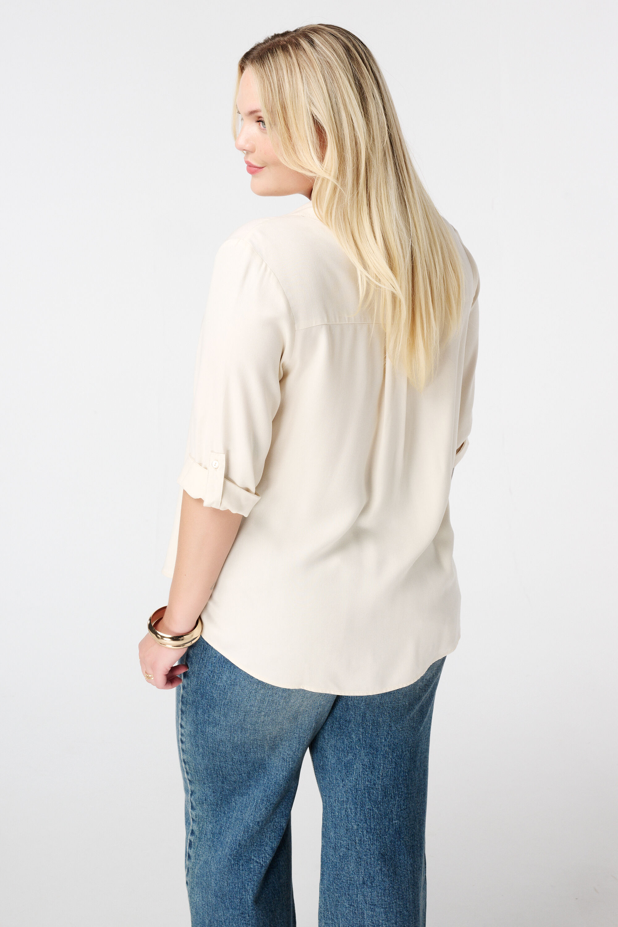 Blouse met opgerolde mouwen image number 3