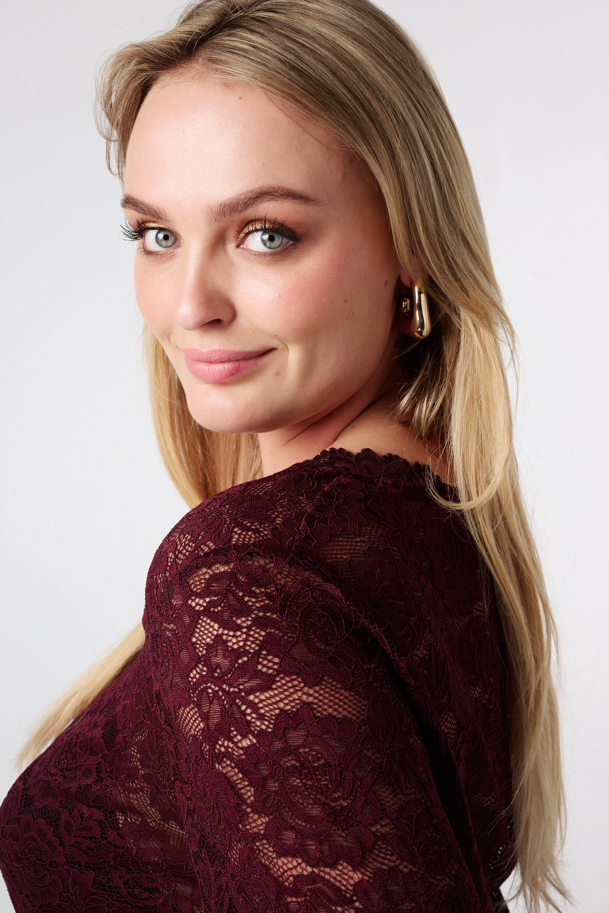 Kanten top met lange mouwen image number 4