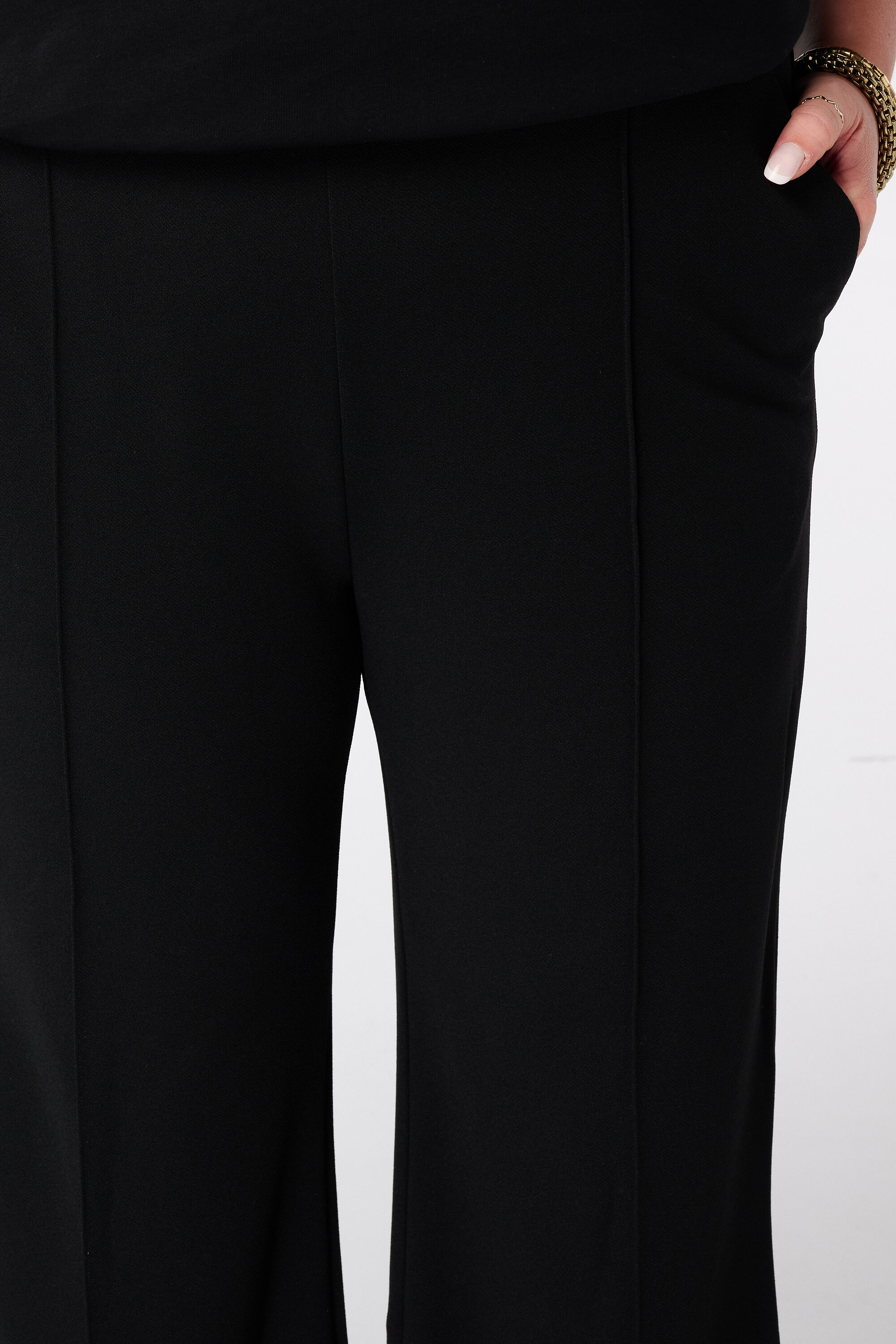Straight leg pantalon met elastische taille image number 2