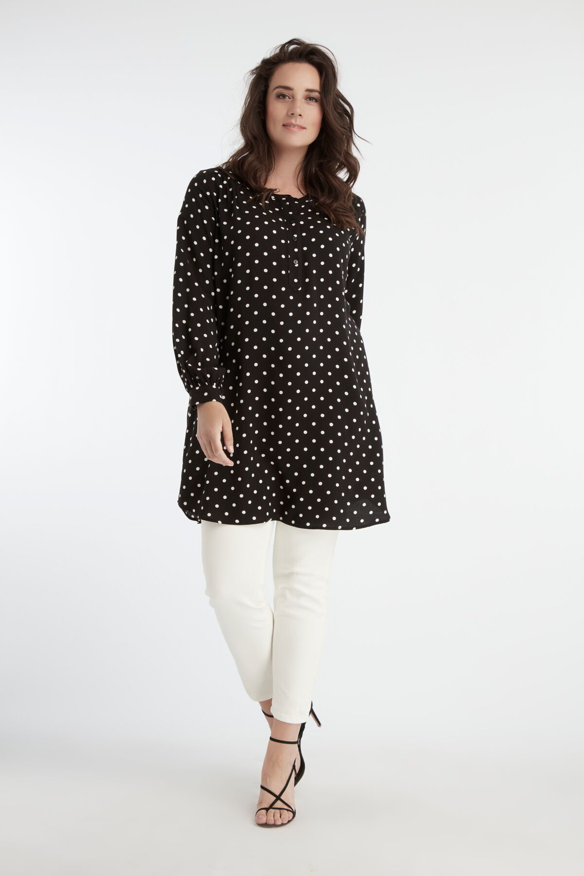 Chemisier tunique &agrave; pois image number 3
