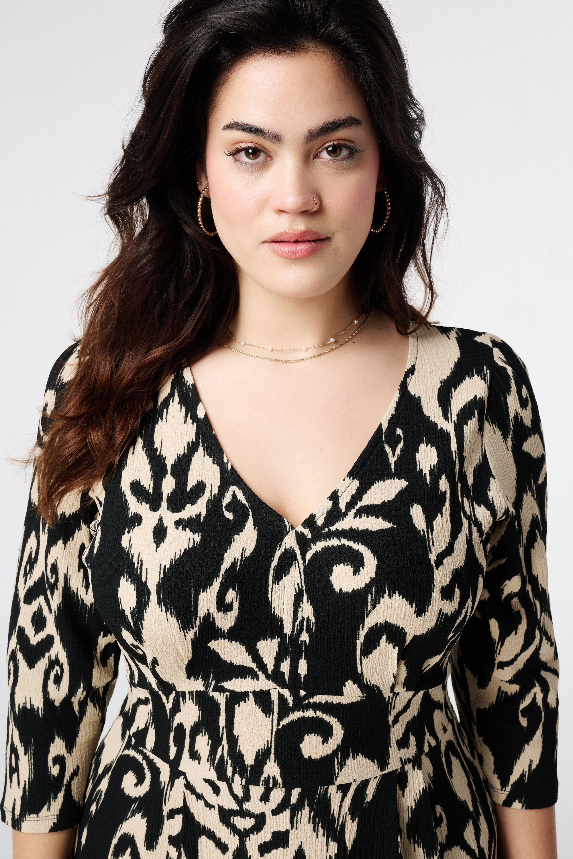 Robe midi structur&eacute;e &agrave; imprim&eacute; image number 4