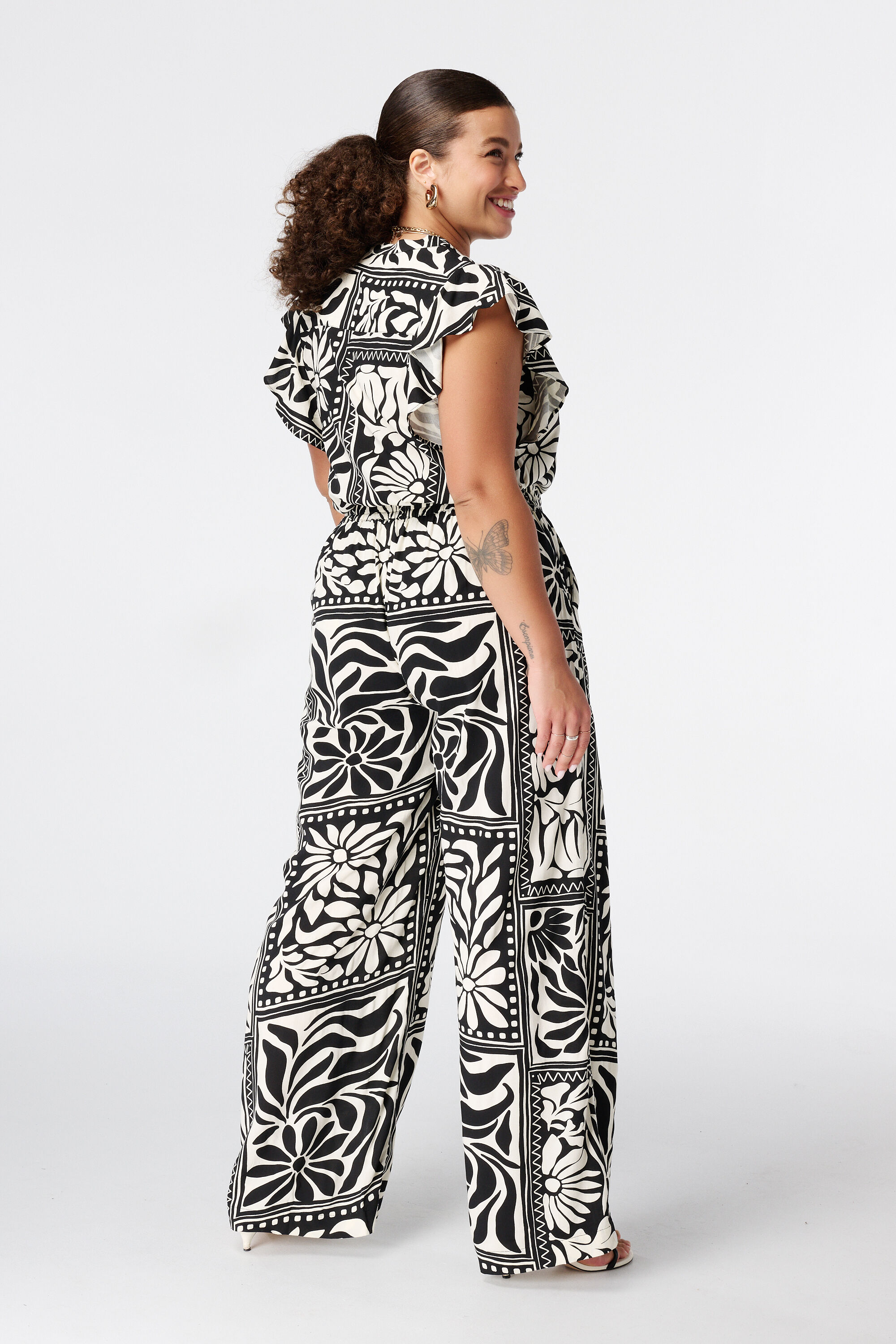 Wide leg broek met print image number 3