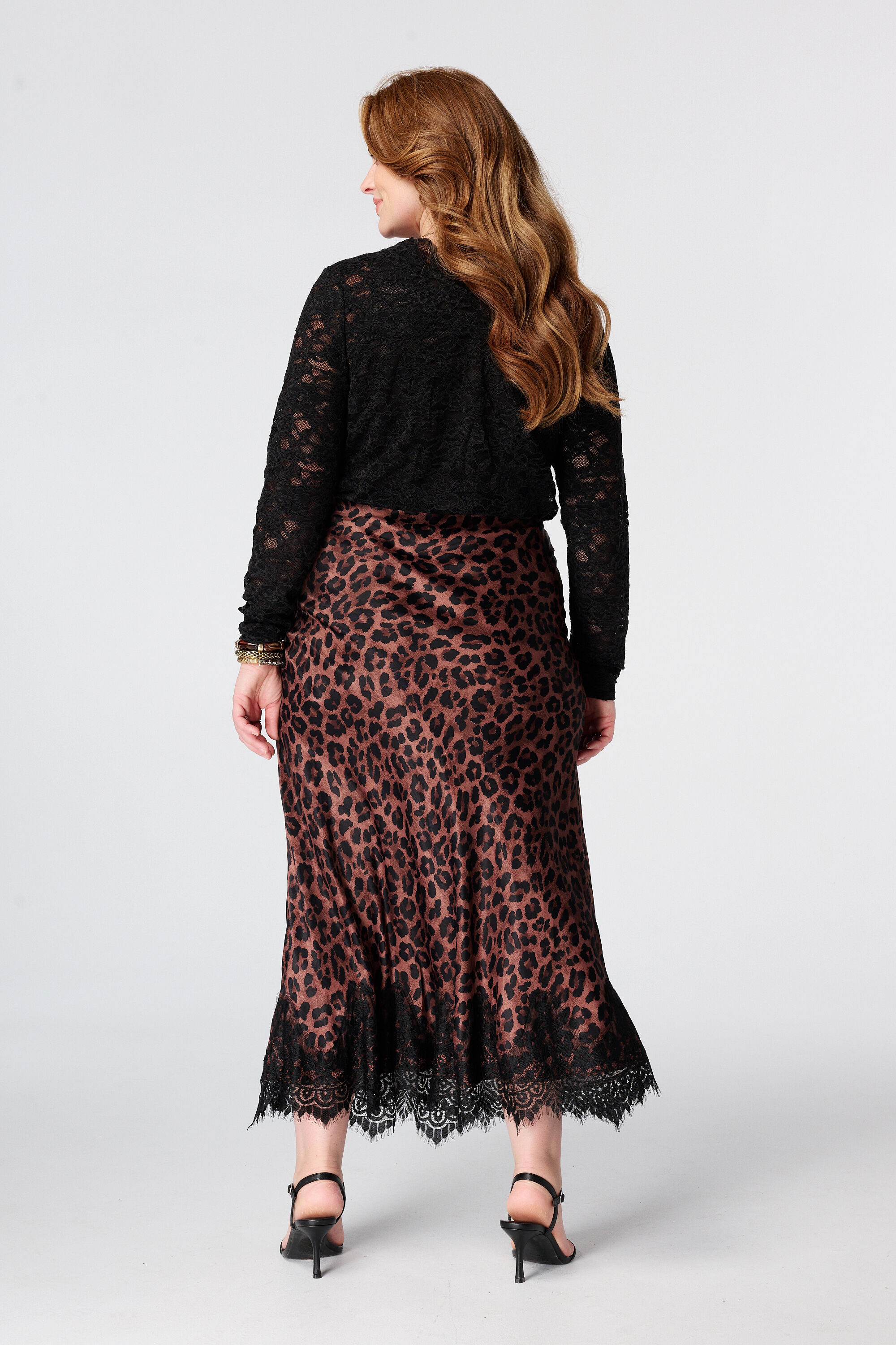 Satijen midi rok met animal print image number 3