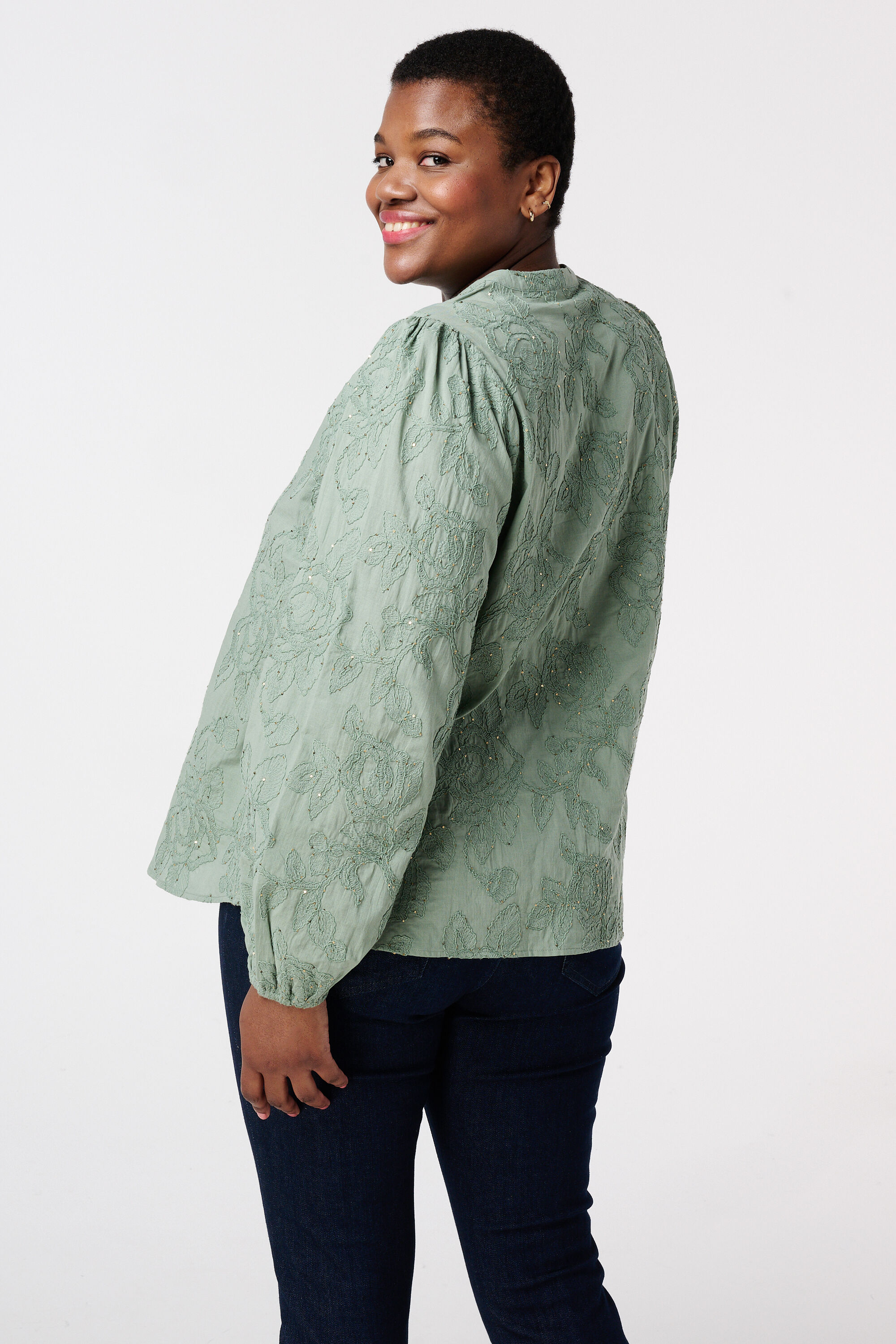 Blouse met bloemen broderie image number 3