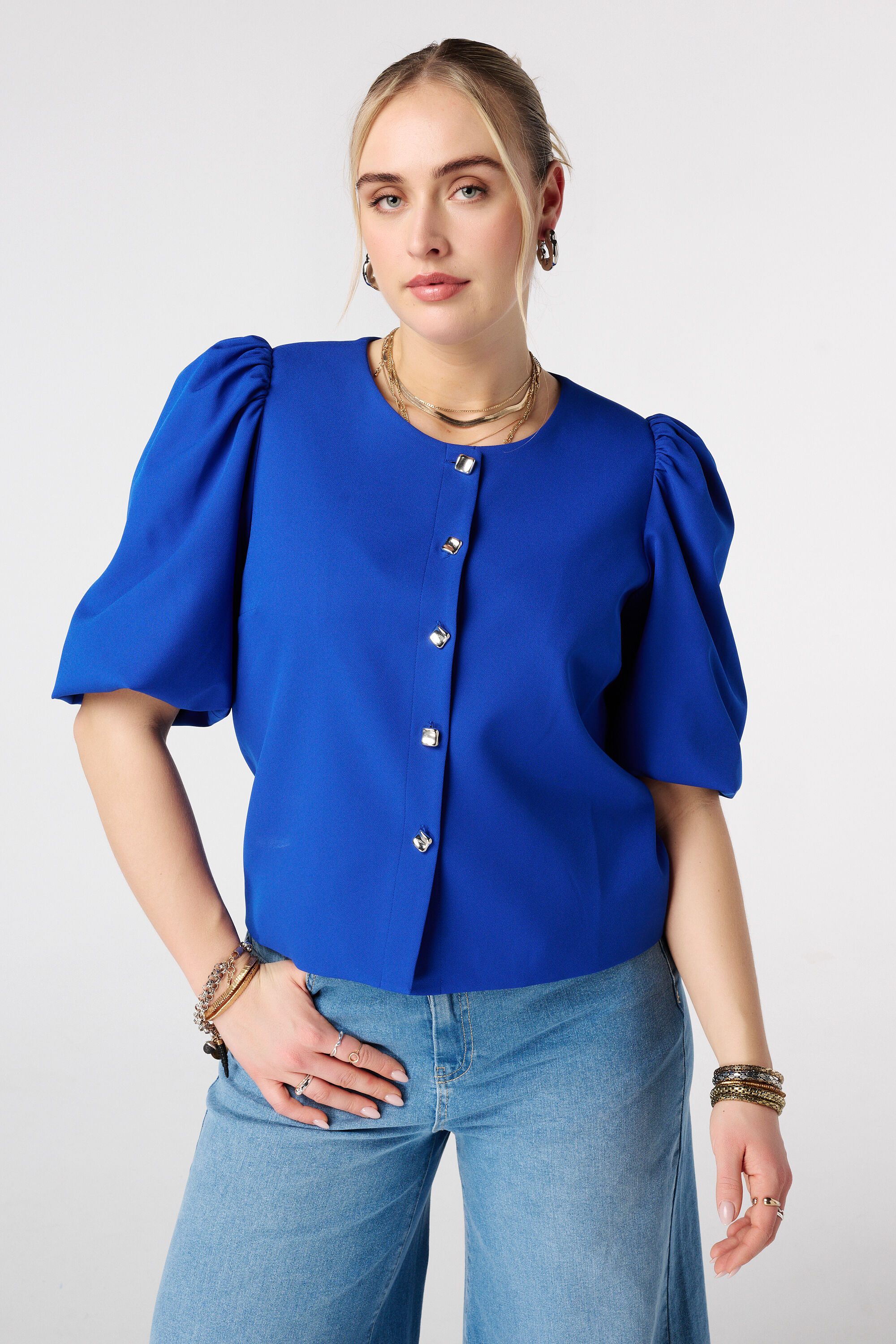 Blazer met korte pofmouw