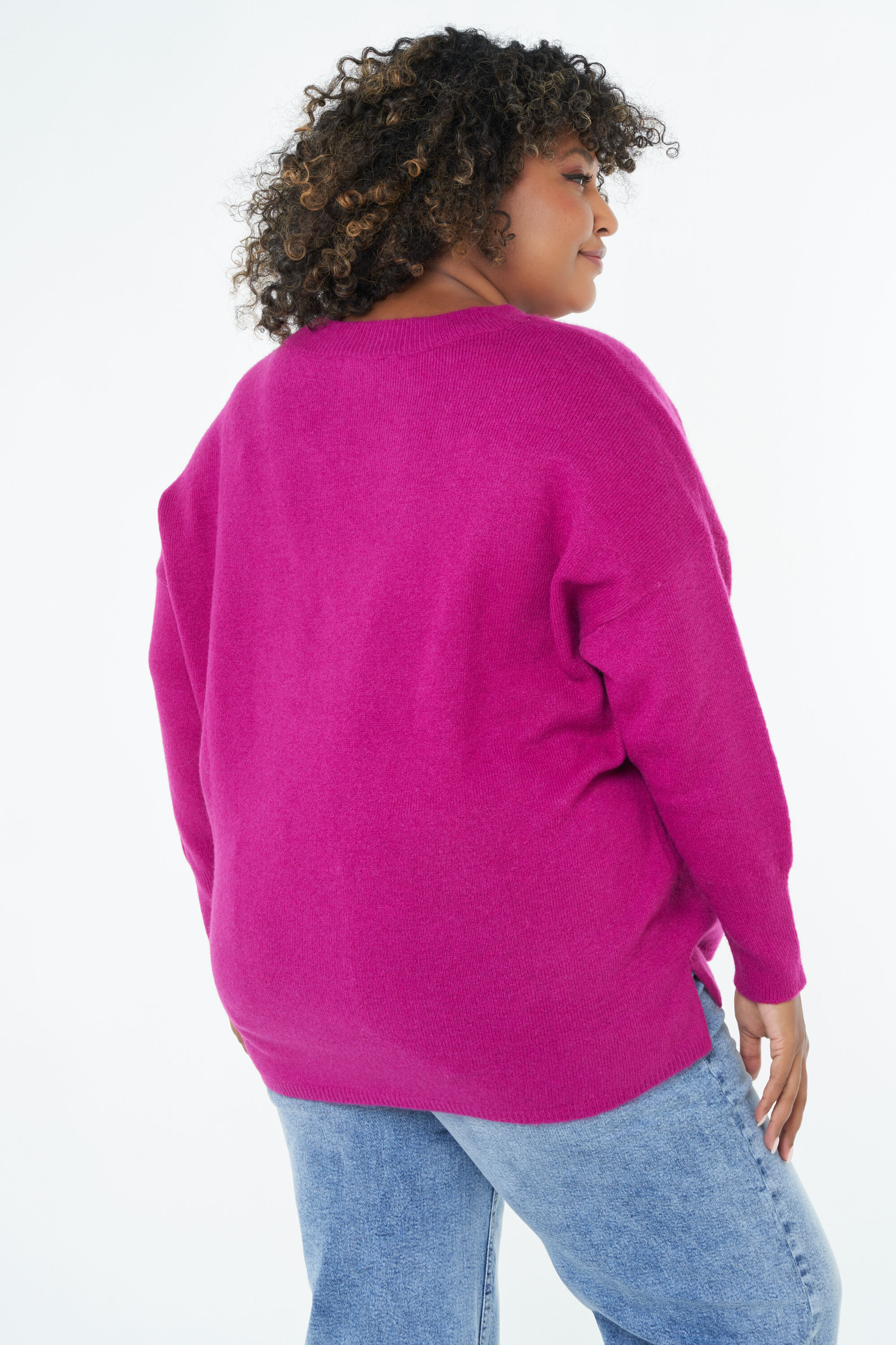 V-hals fijngebreide trui image number 3