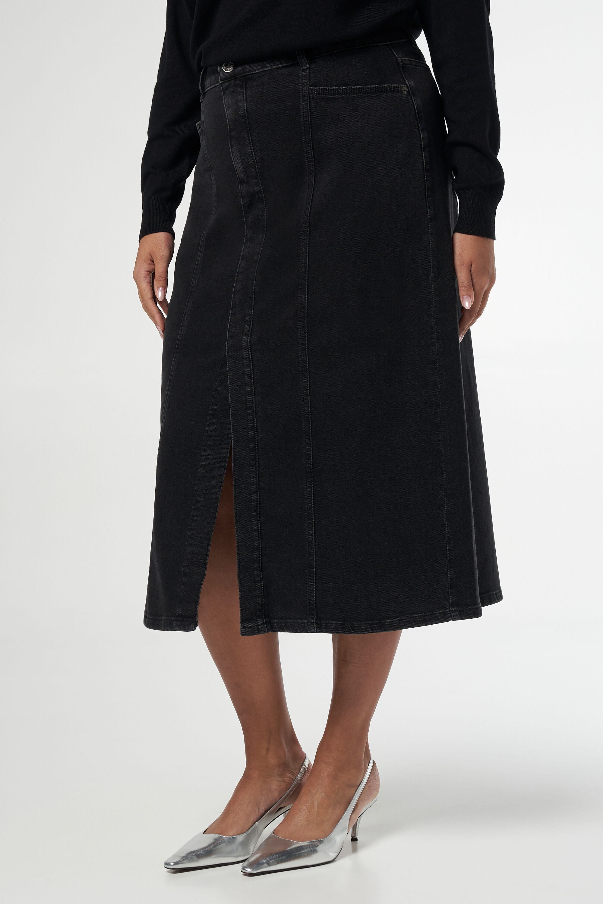 Spijkerrok met split image number 5