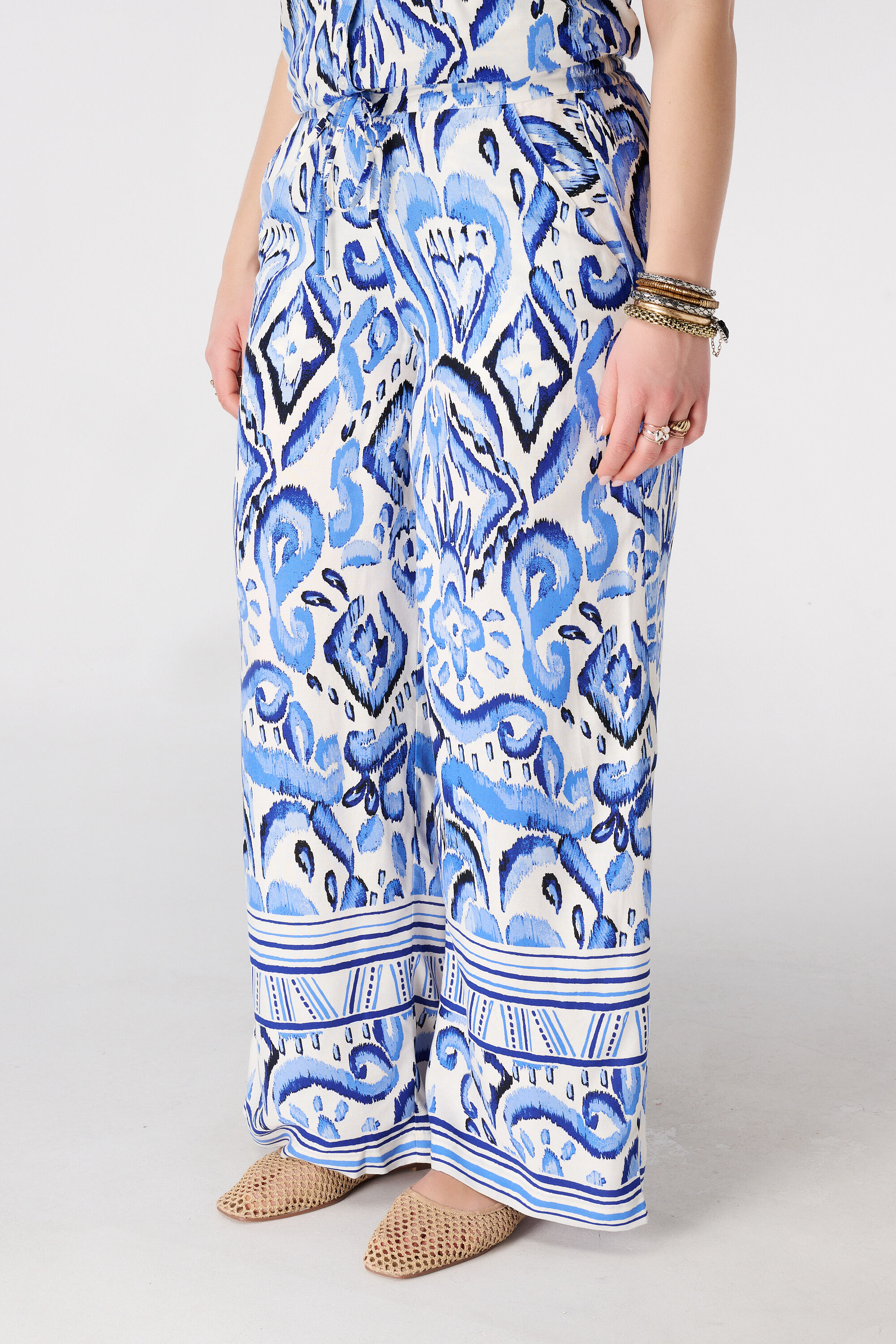 Wide leg broek met print image number 5