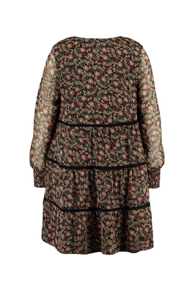Robe à fleurs avec des décors froncés   image number 2