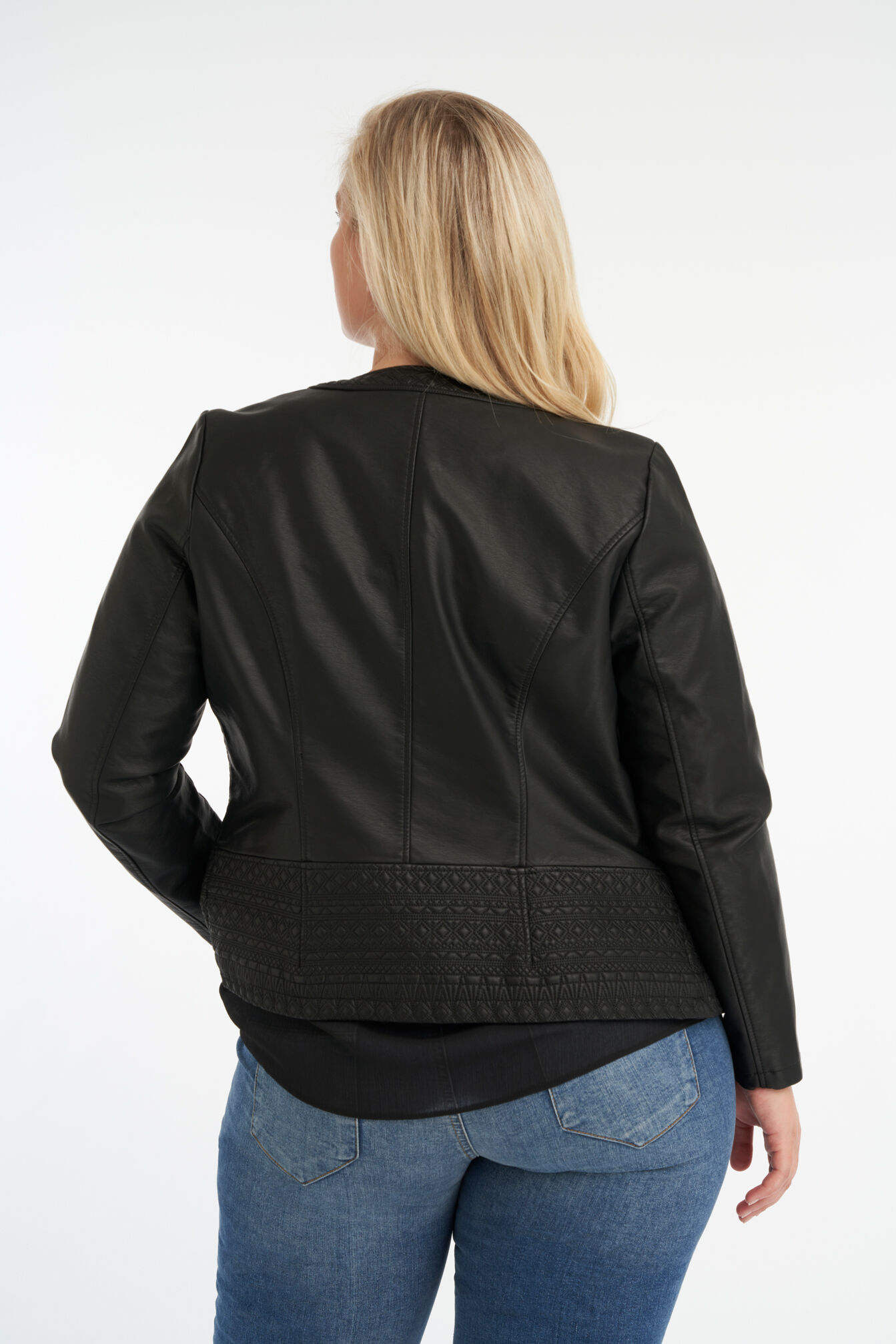 Veste motard en simili cuir &agrave; col rond image number 3