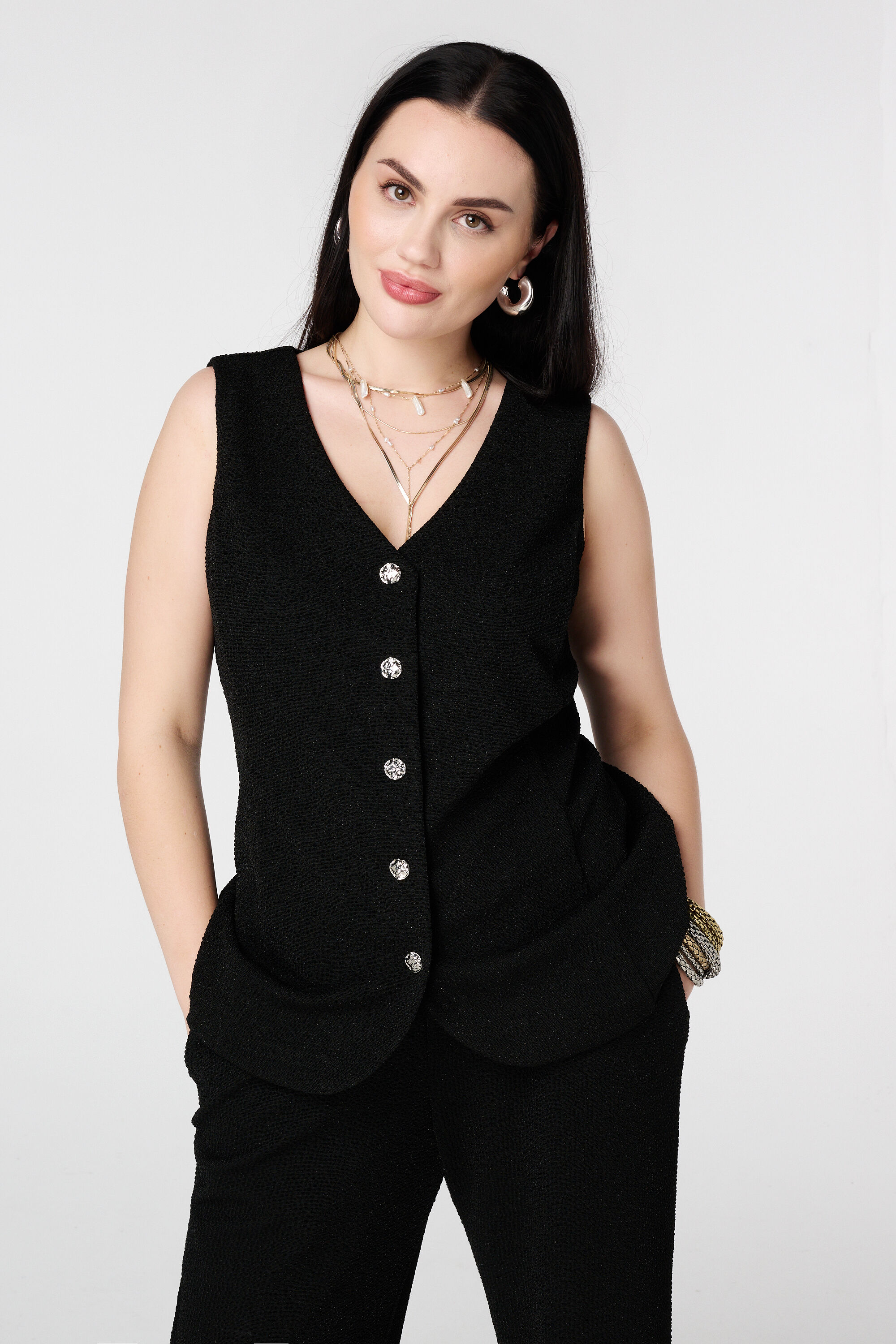 Gilet met knopen en lurex