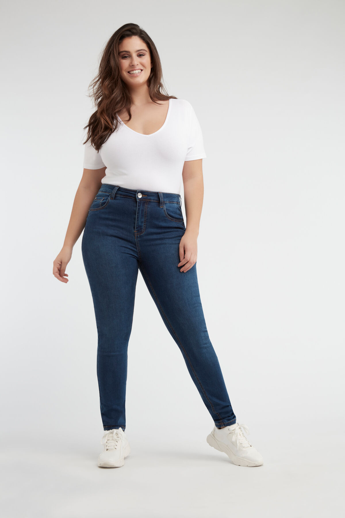 Skinny leg high waist jeans CHERRY image number 6