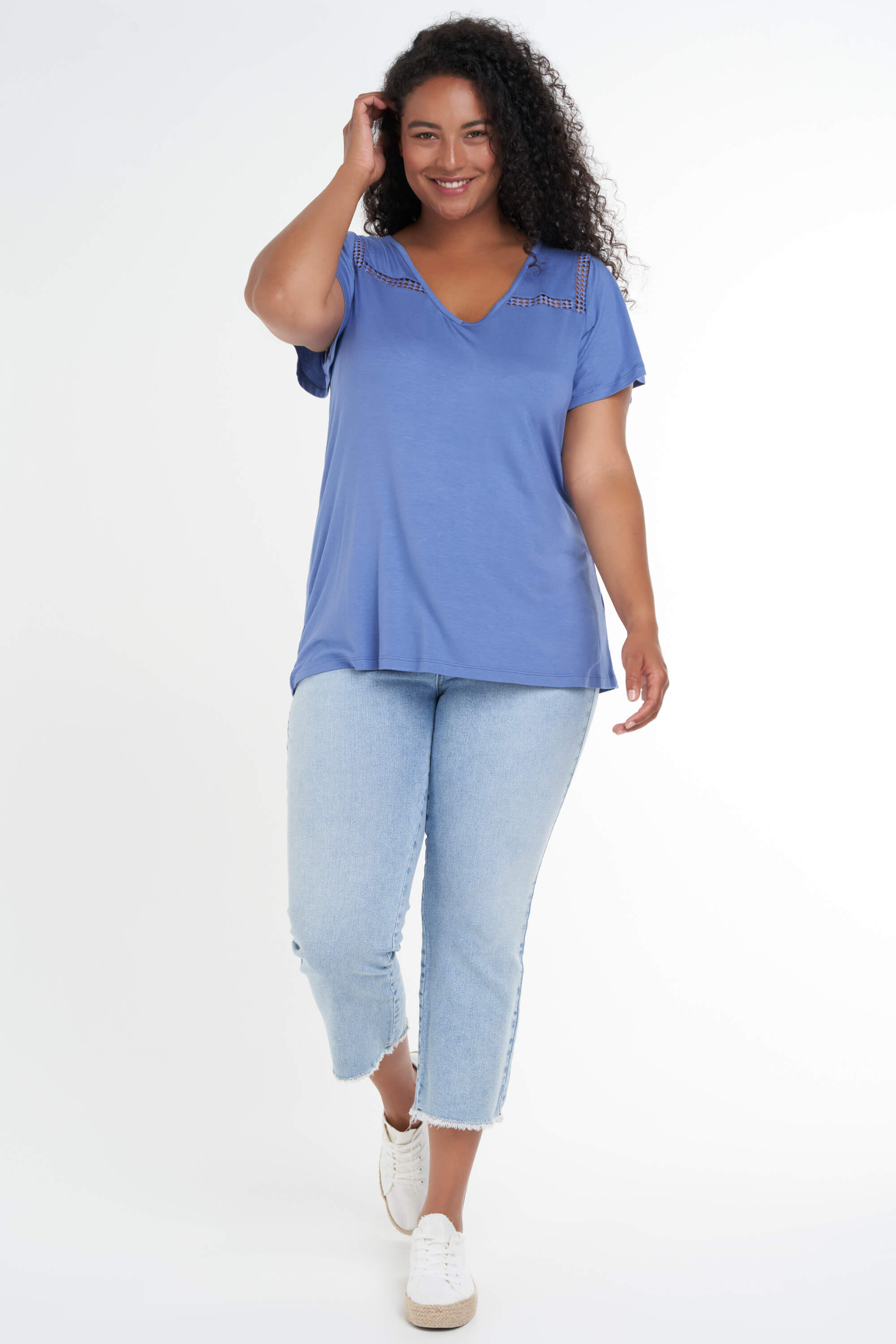 T-shirt met volant mouwen  image number 5