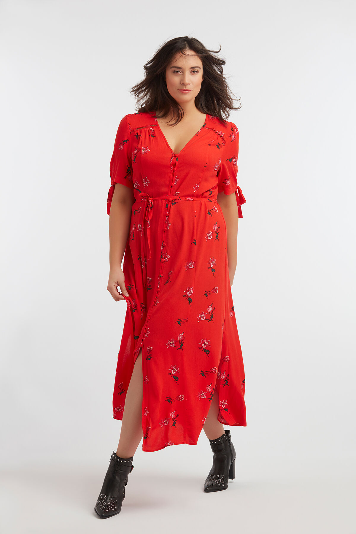 Doorknoopjurk met bloemprint image number 4