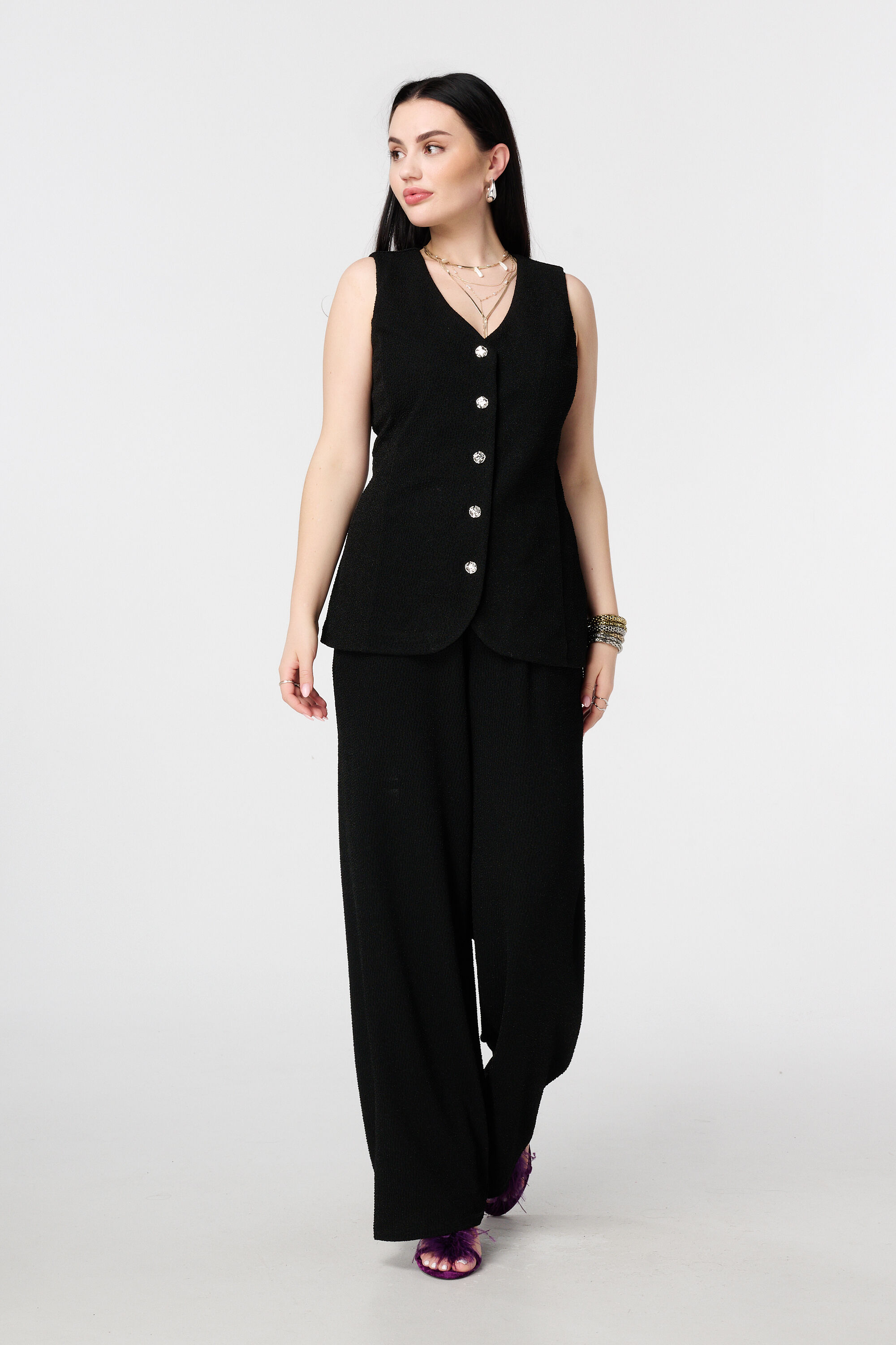 Gilet met knopen en lurex image number 5