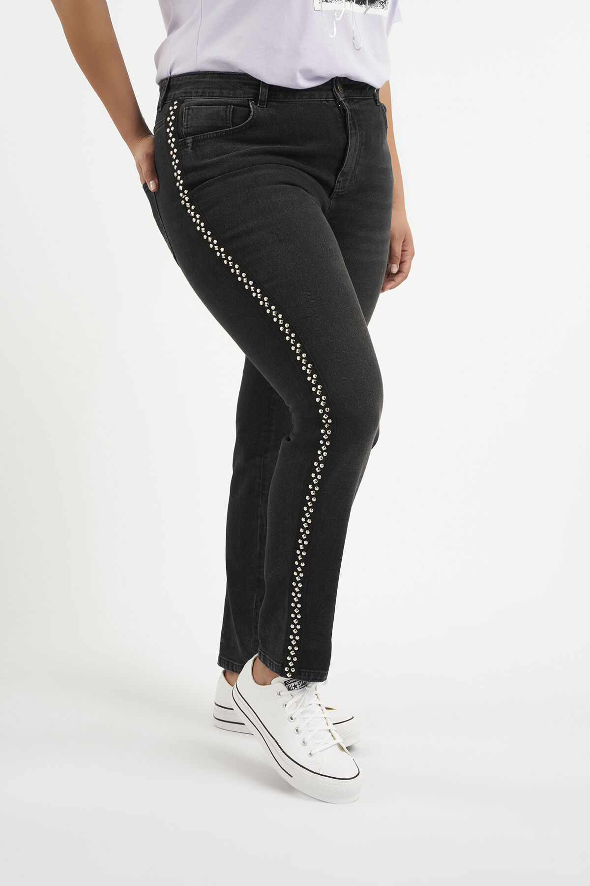 Jeans met zijdetail image number 4