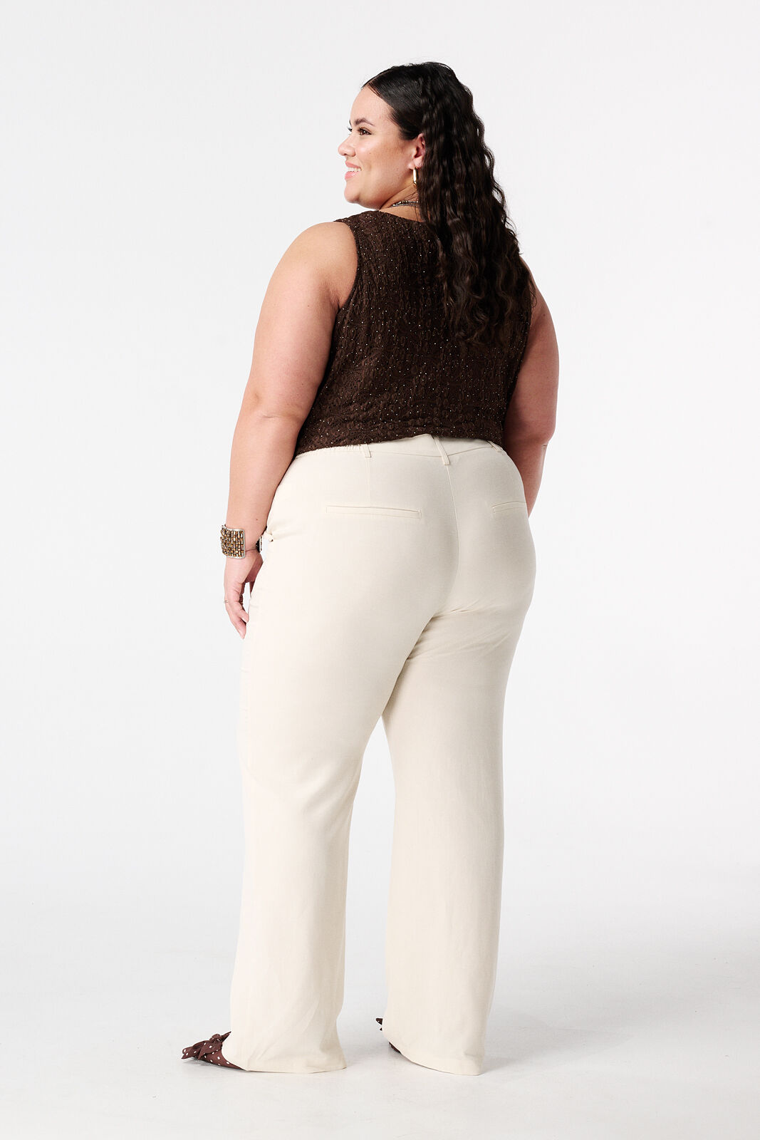 Linnen wide leg broek image number 3