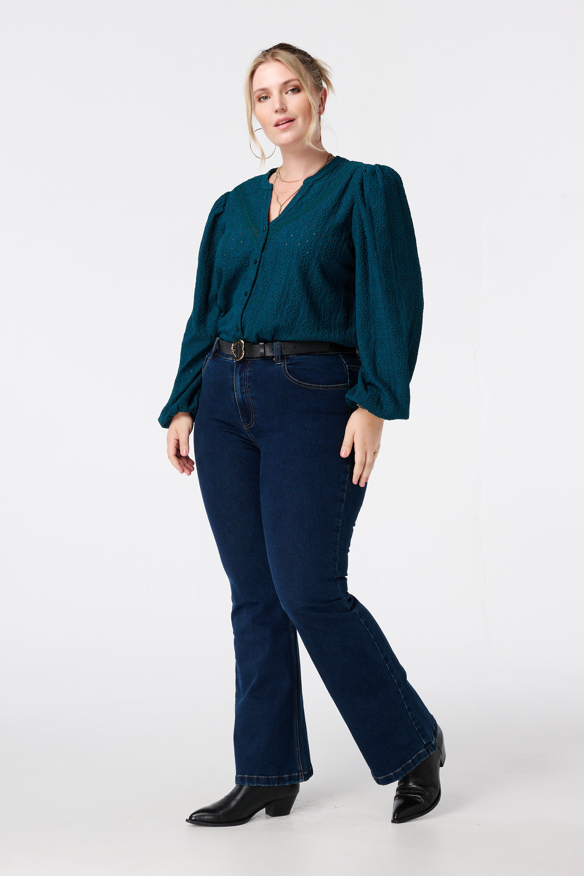 Top en jersey stretch &agrave; manches bouffantes image number 5