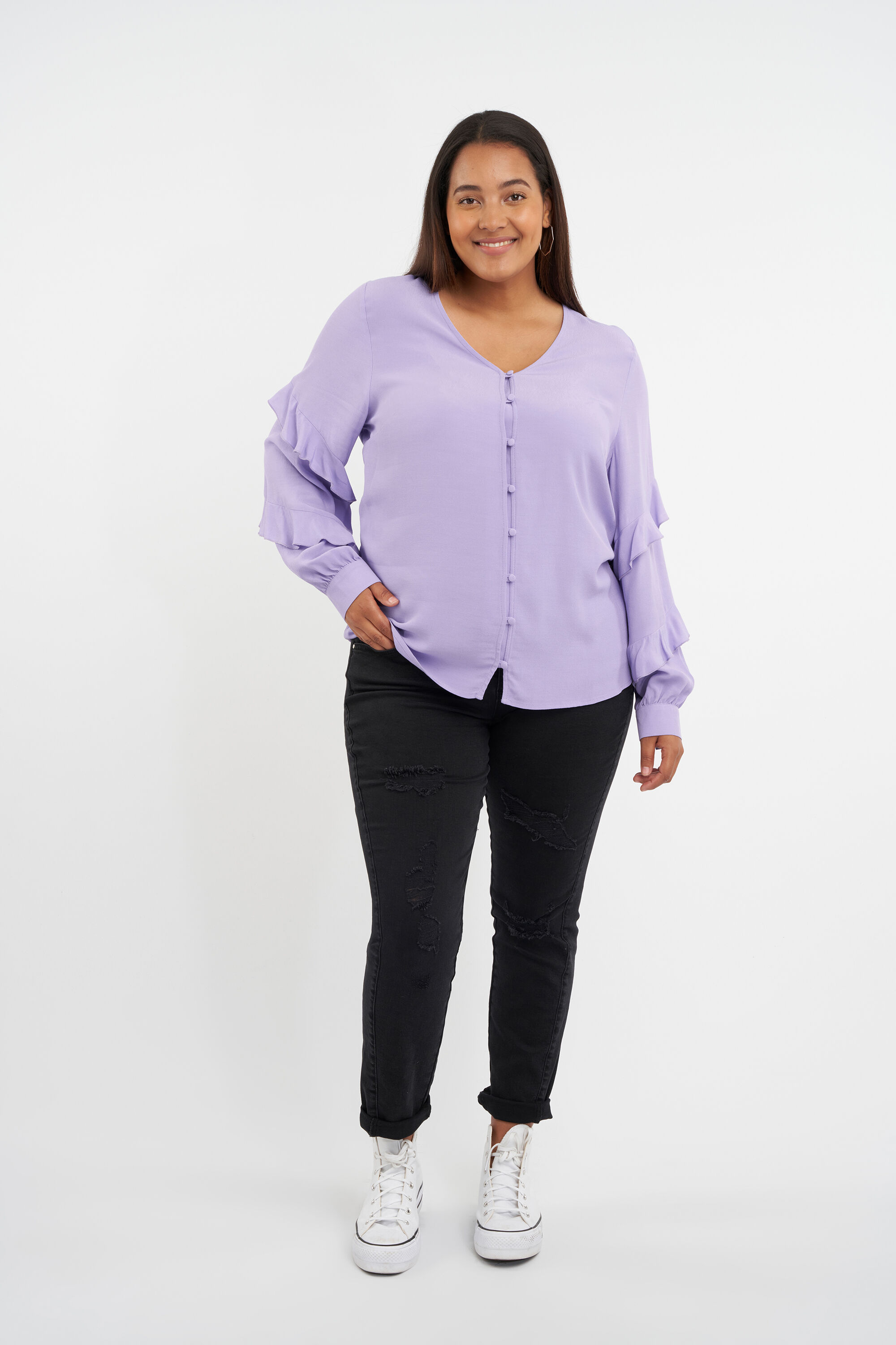 Blouse met volantmouwen image number 6