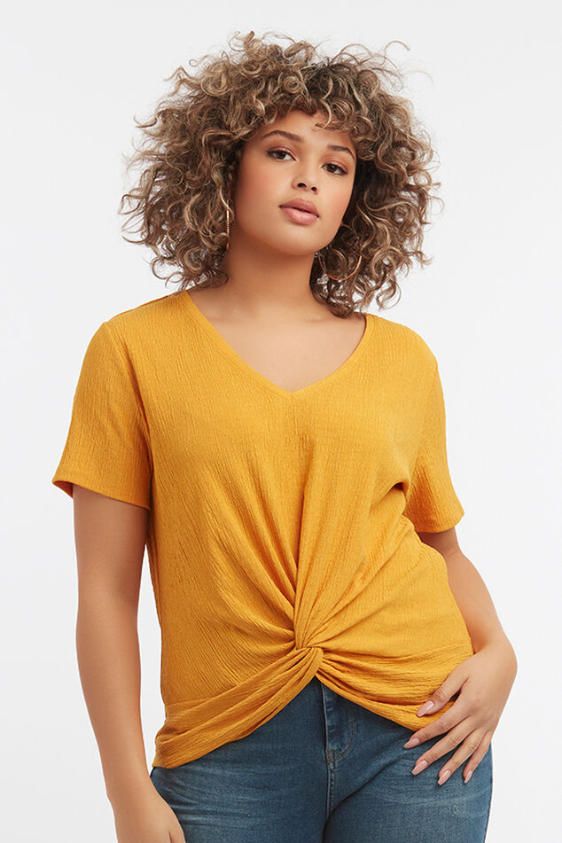 T-shirt met knoopdetail image number 0