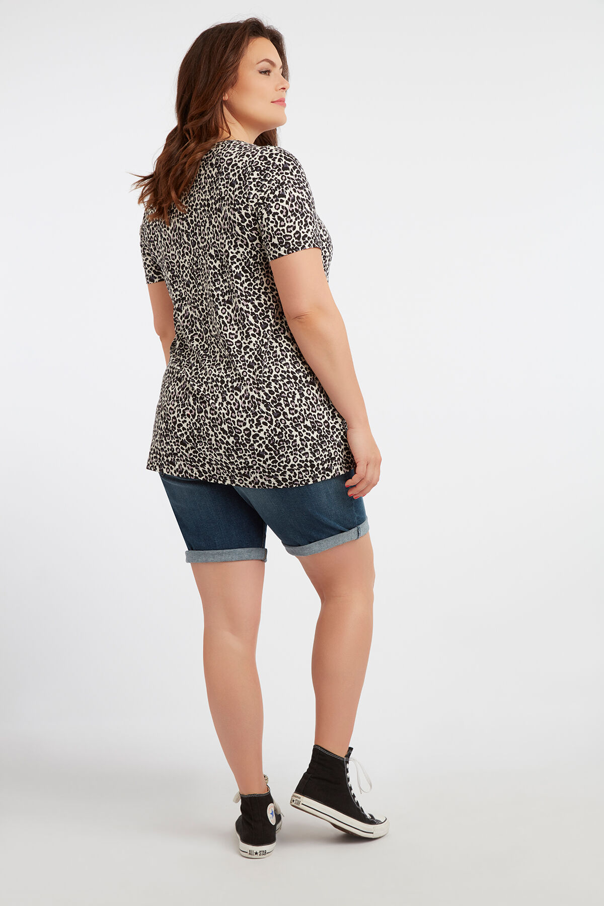 T-shirt met V-inkeping en kruisbandjes image number 3