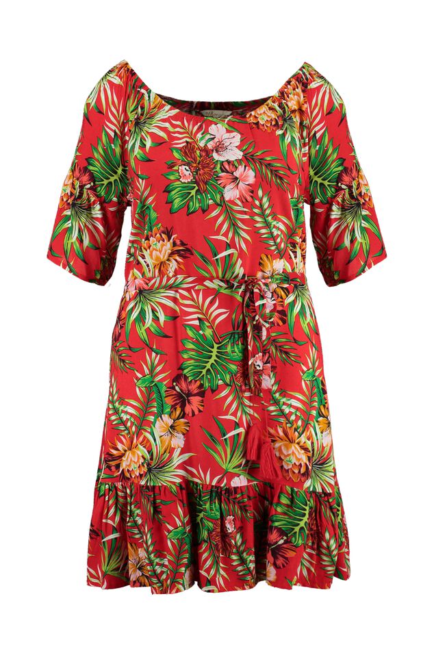 Off shoulder jurk met print image number 2