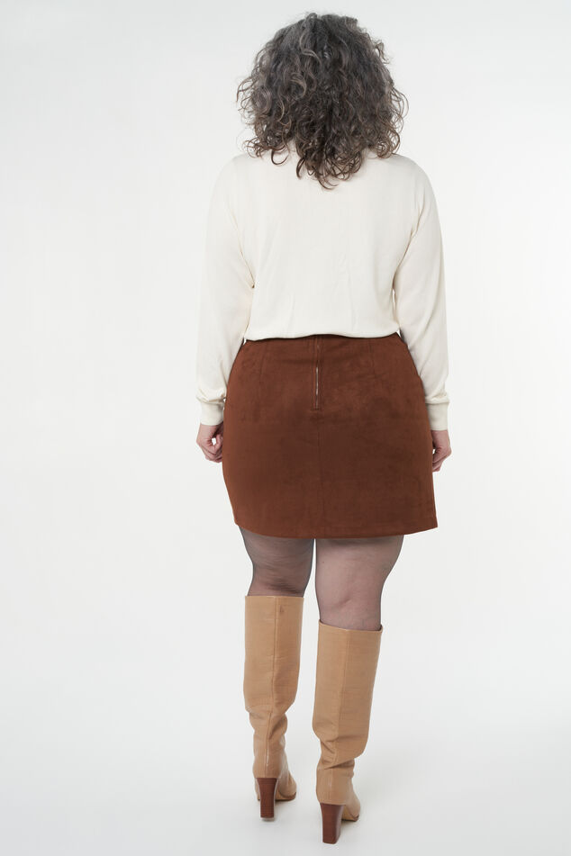 Imitatiesuède rok met overslagdetail image number 4