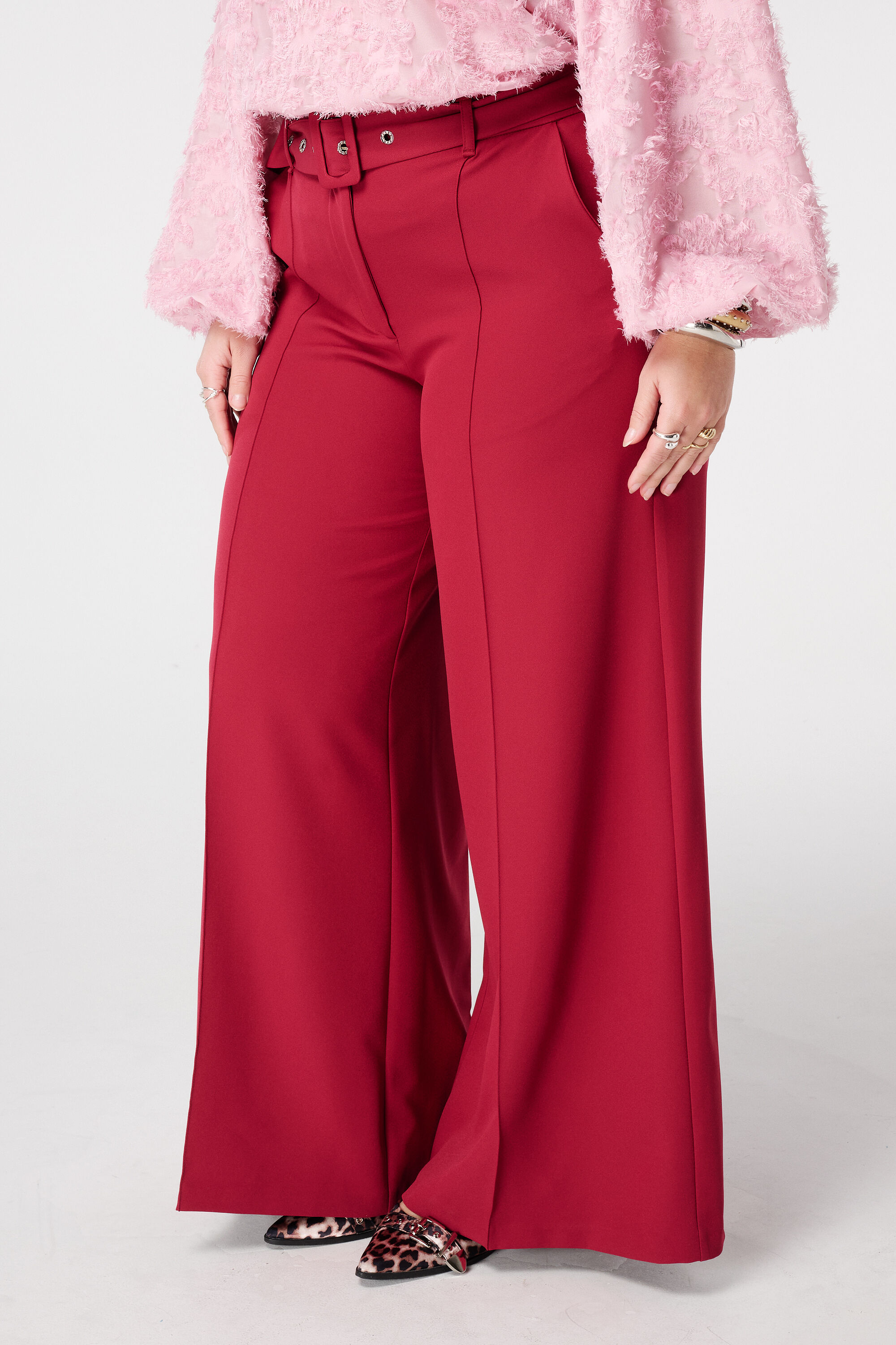 Wide leg broek met ceintuur image number 5