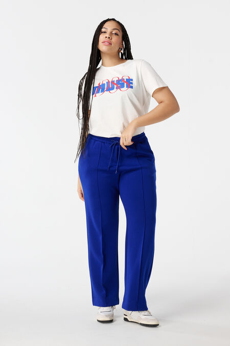 Broek met elastische taille en siernaad Broek met elastische taille en siernaad