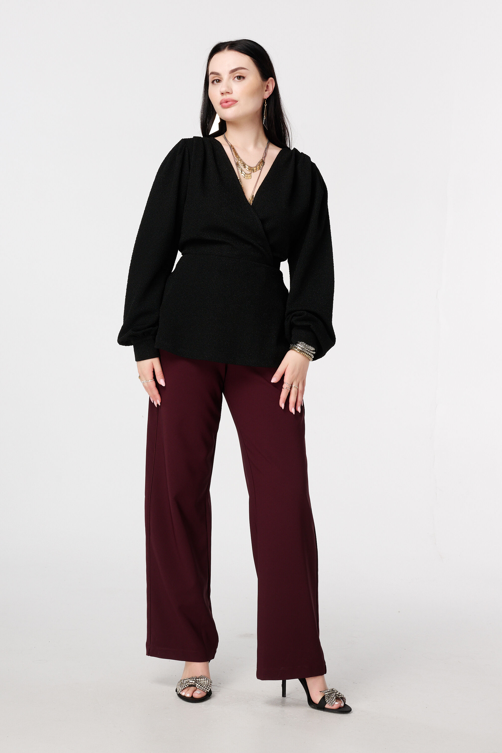 Glitter top met overslag look image number 5