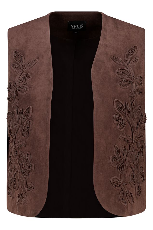 Gilet in suède look met broderie image number 1