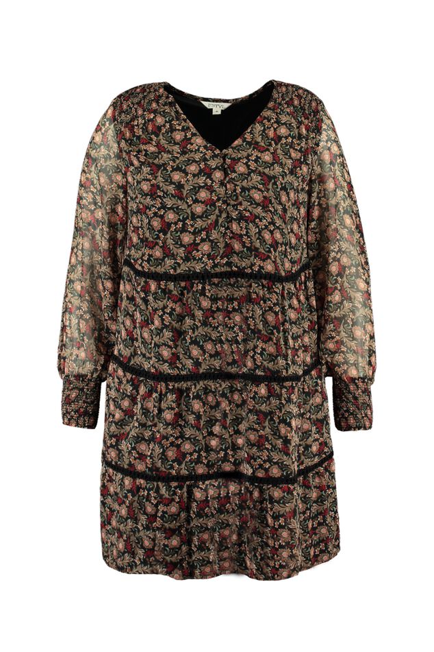 Robe à fleurs avec des décors froncés   image number 1