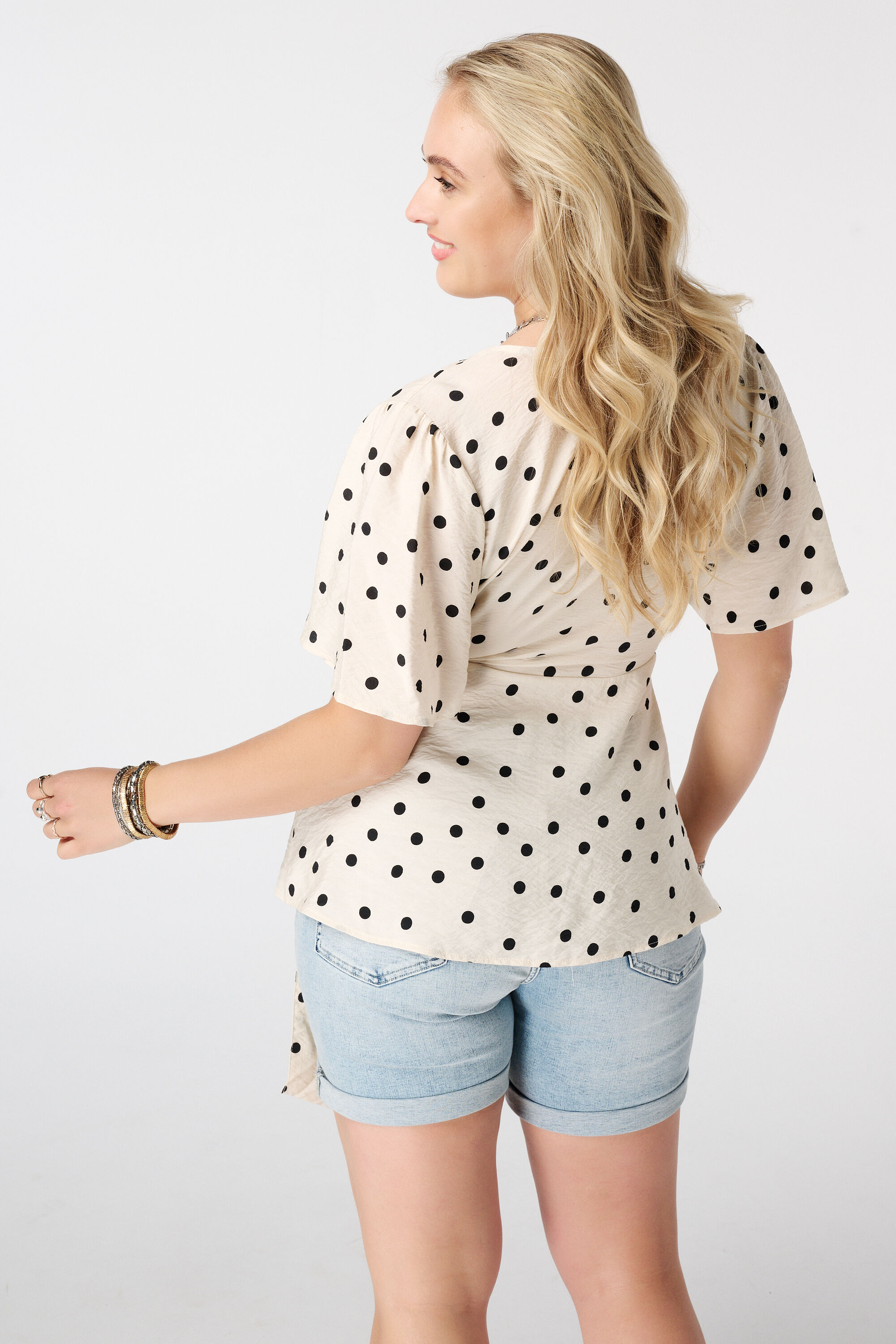 Blouse cache c&oelig;ur &agrave; pois image number 3