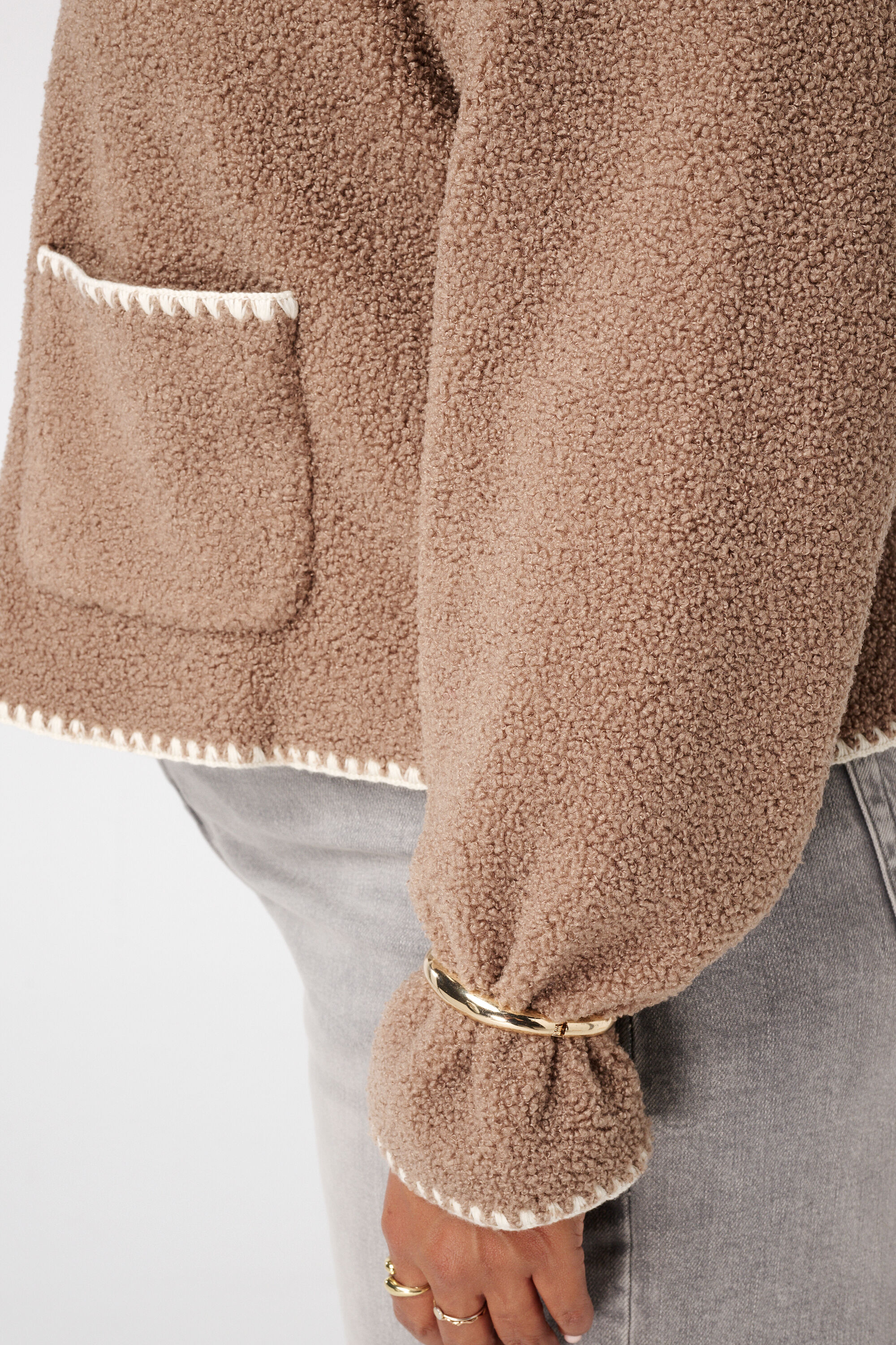 Veste Teddy avec coutures d&eacute;coratives et fermeture &agrave; boutons image number 6