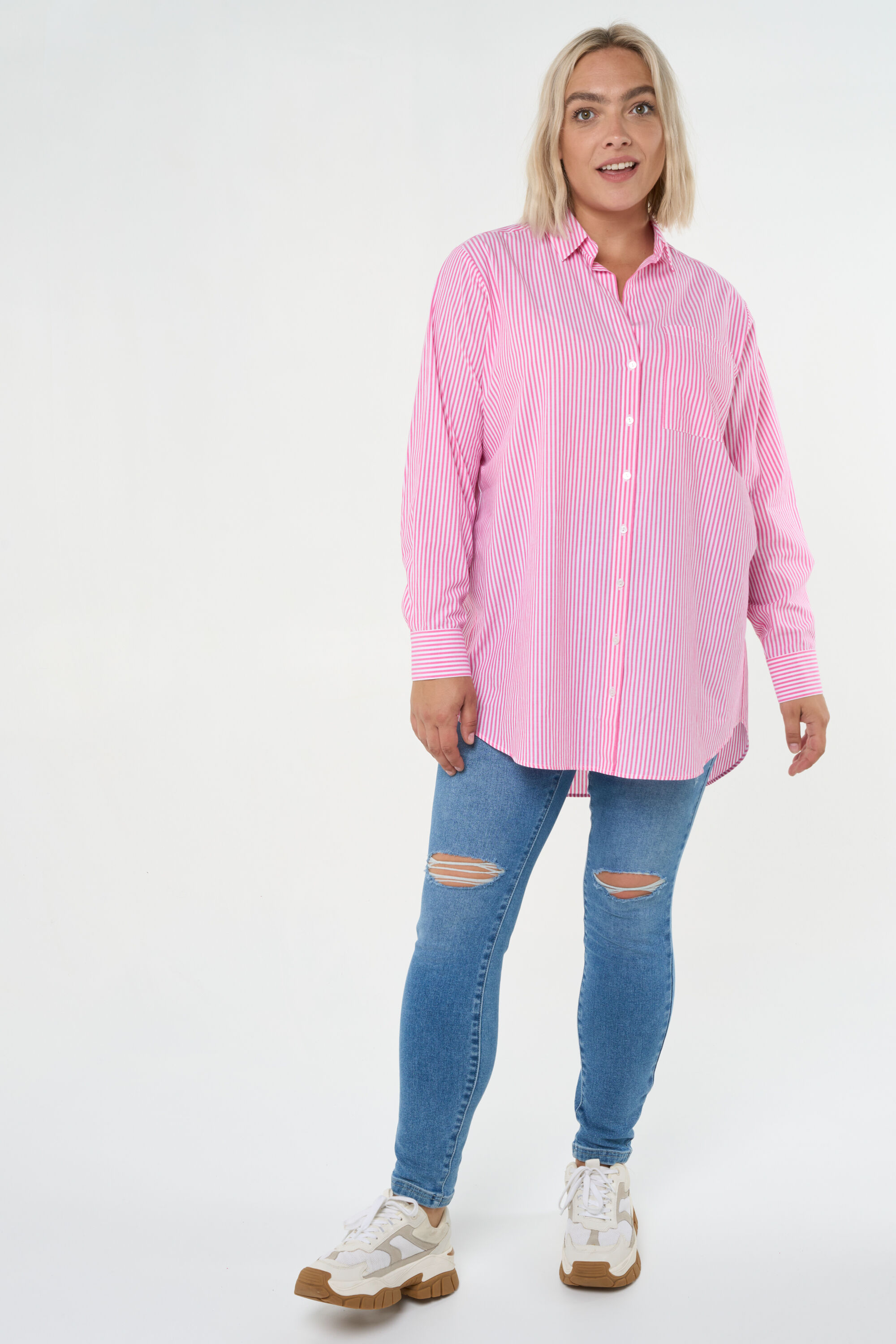 Ruimvallende blouse met strepen image number 6