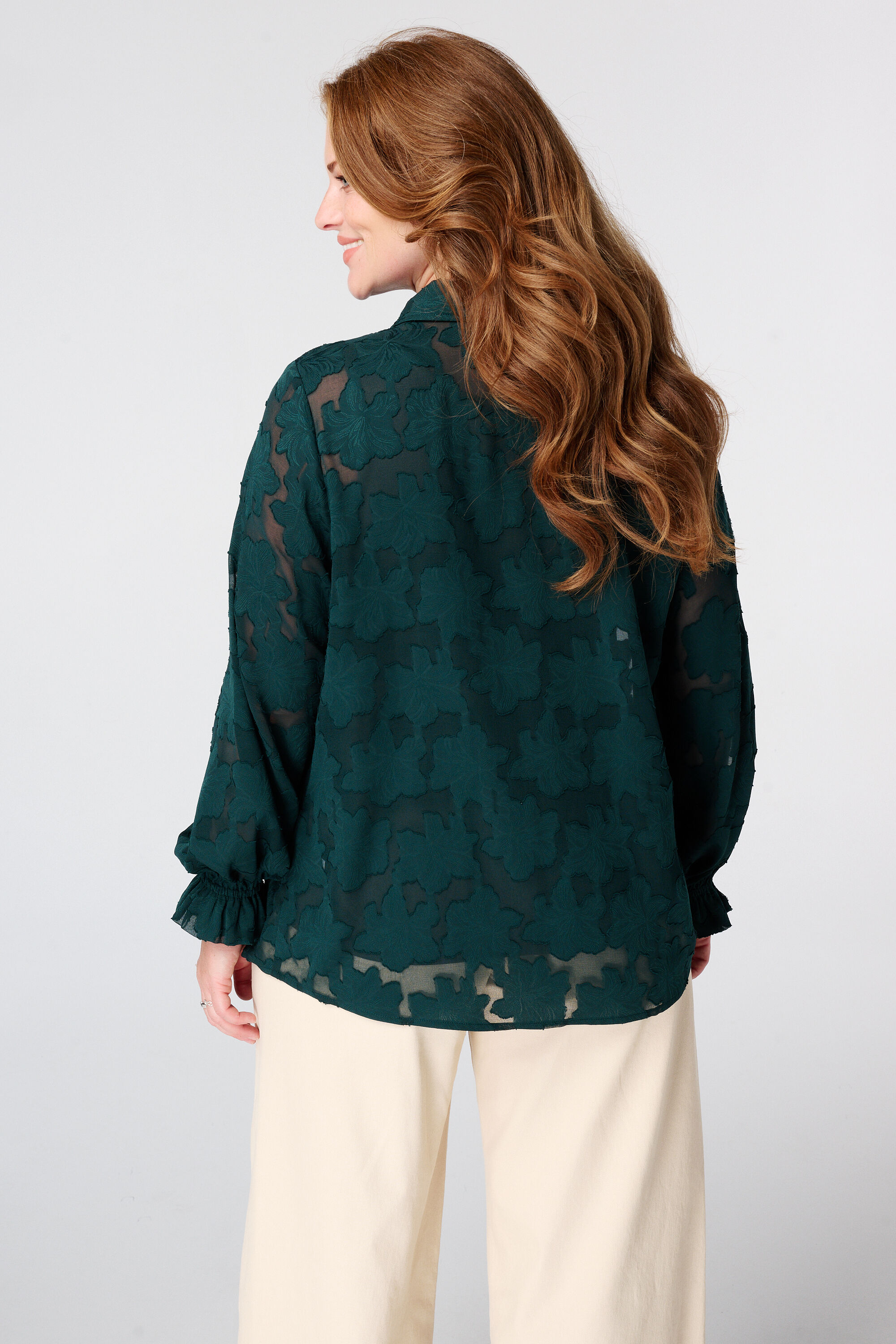Sheer blouse met bloemen structuur image number 3