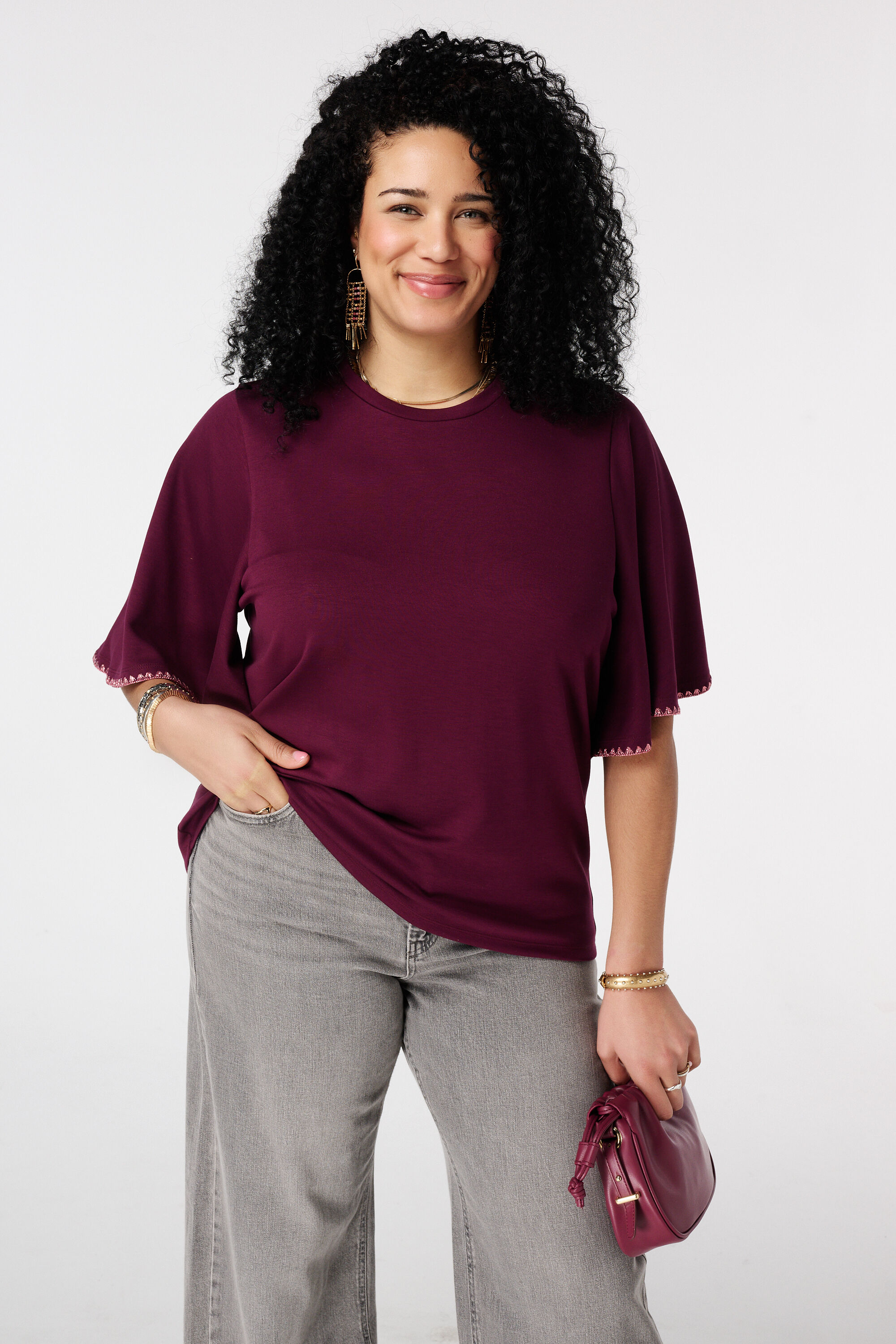 T-shirt met vlindermouwen