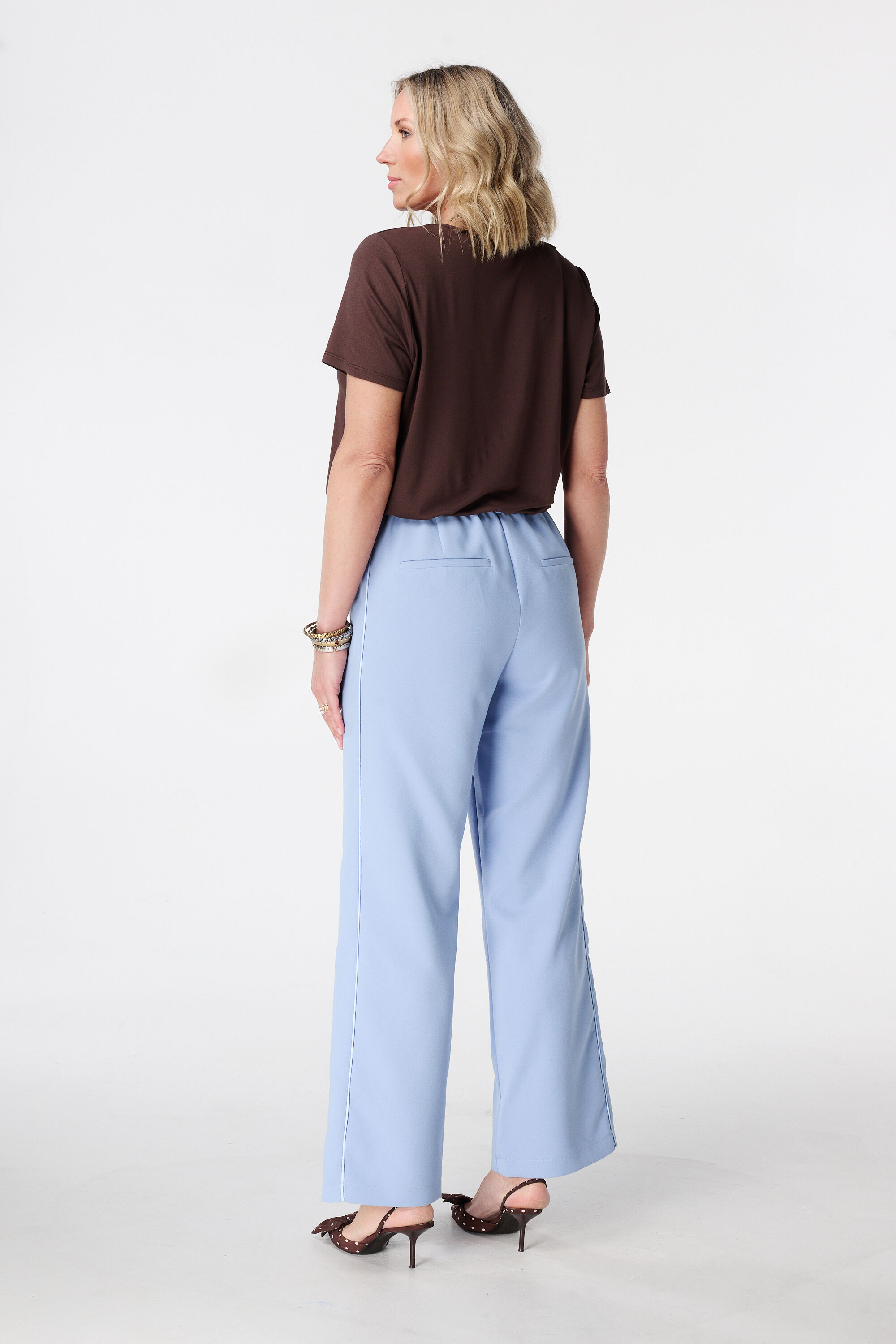 Wide-leg pantalon met zijstreep image number 3