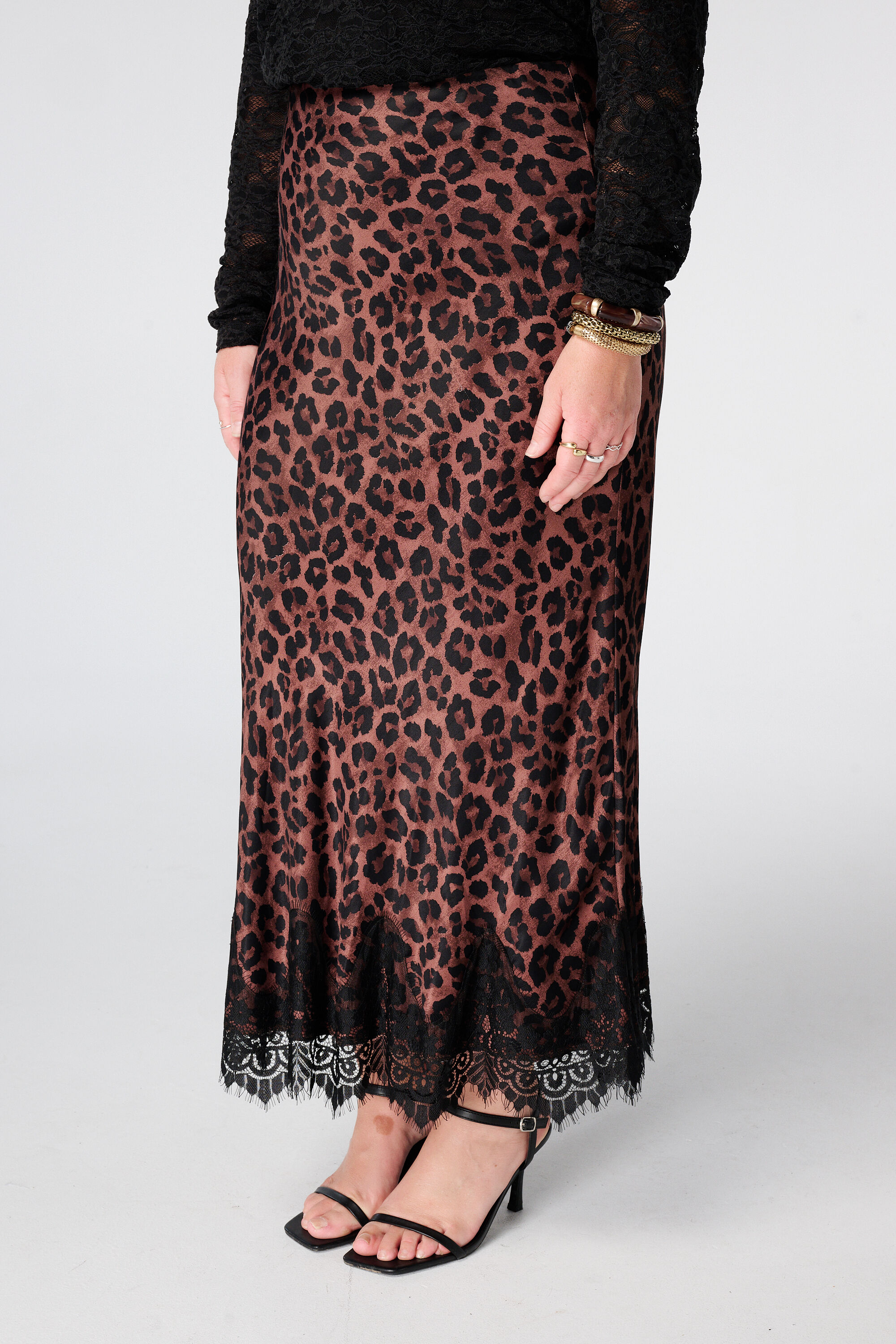 Satijen midi rok met animal print image number 5