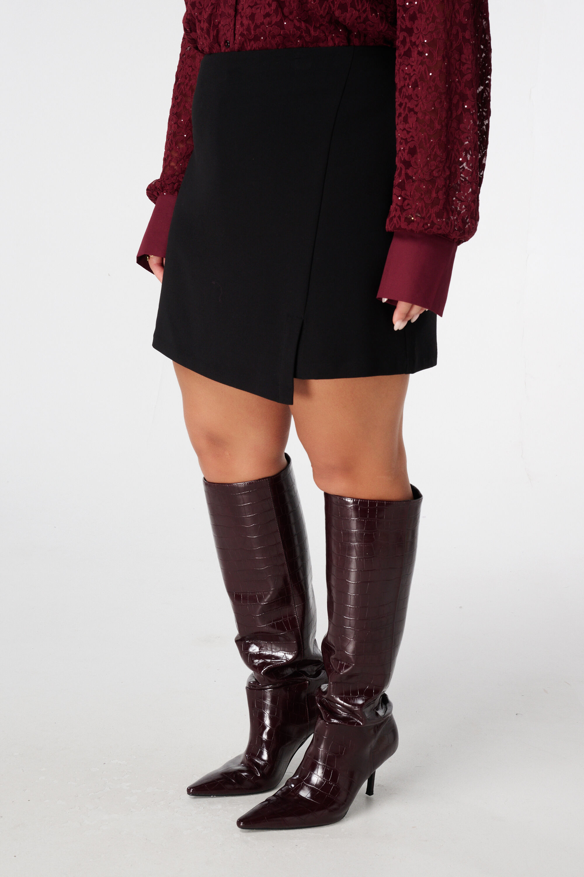 Rokje met overslag look en elastische taille image number 5