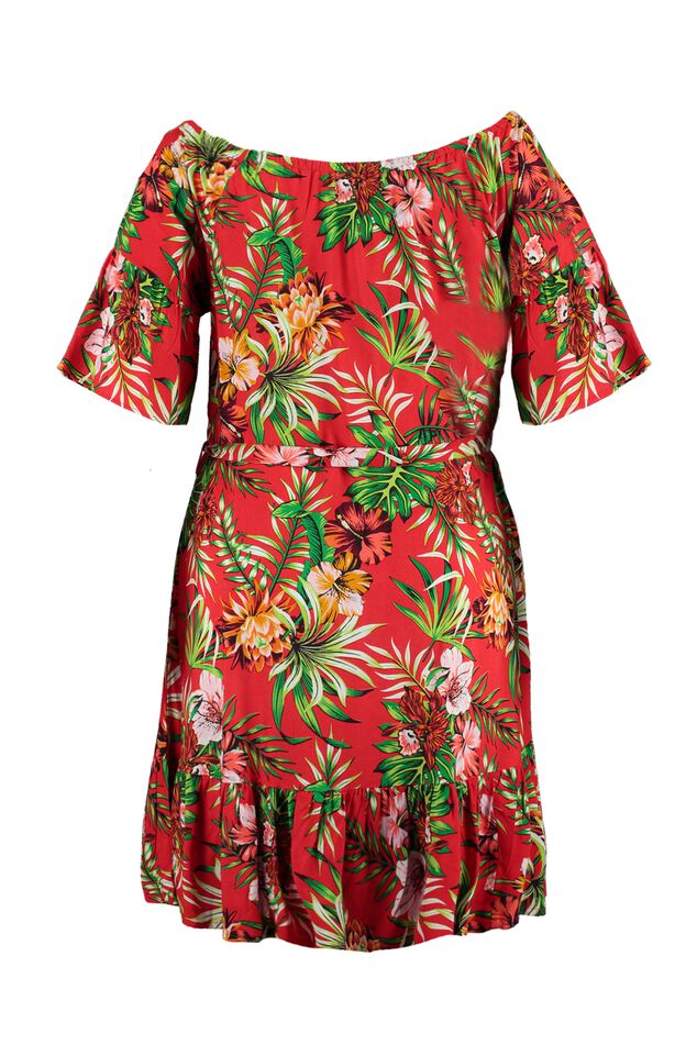 Off shoulder jurk met print image number 3