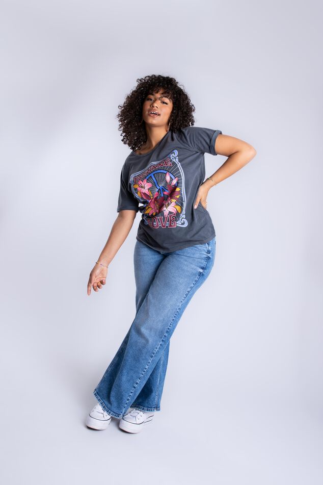 High waist jeans met wijde pijpen image number 6