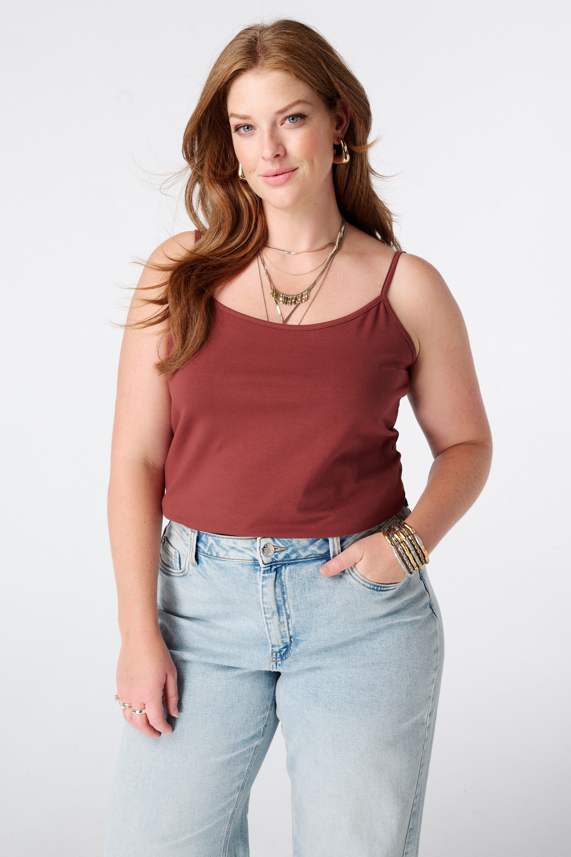 Spaghetti top met stretch