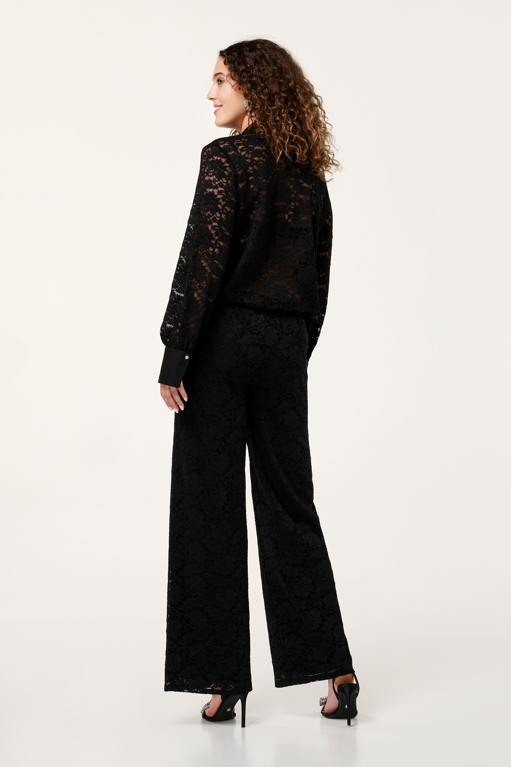 Kanten broek met wijde pijpen image number 3