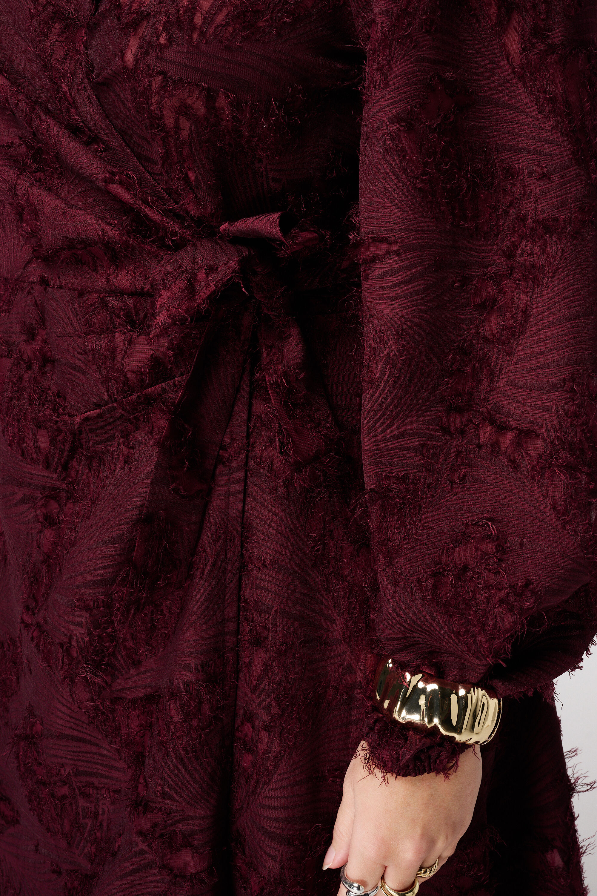 Robe &agrave; effet portefeuille et dentelle structur&eacute;e image number 6